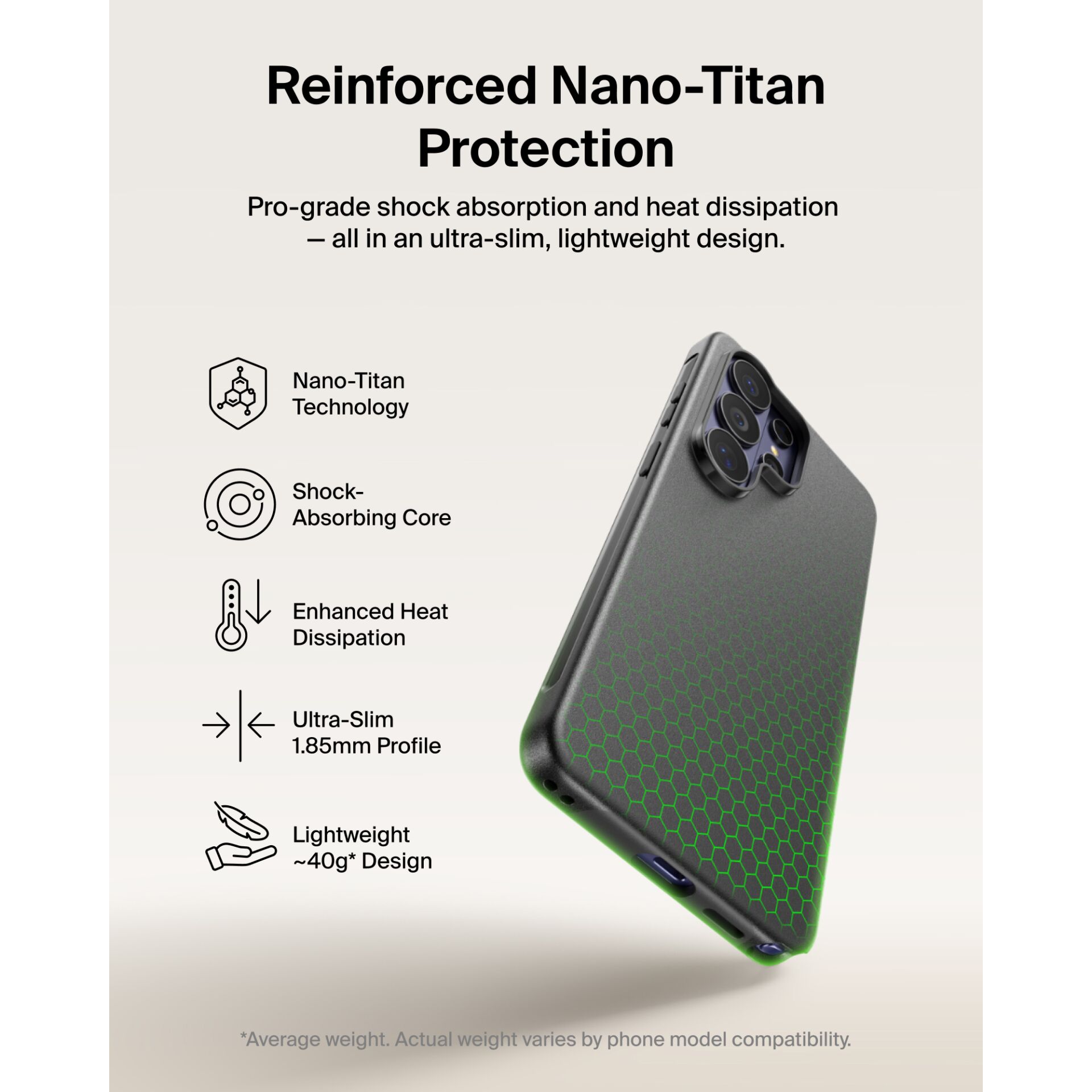 Nano-Titan-Schutz, Stoßdämpfender Kern, Wärmeableitung, Ultra-schlankes Profil, Leichtgewichtiges Design