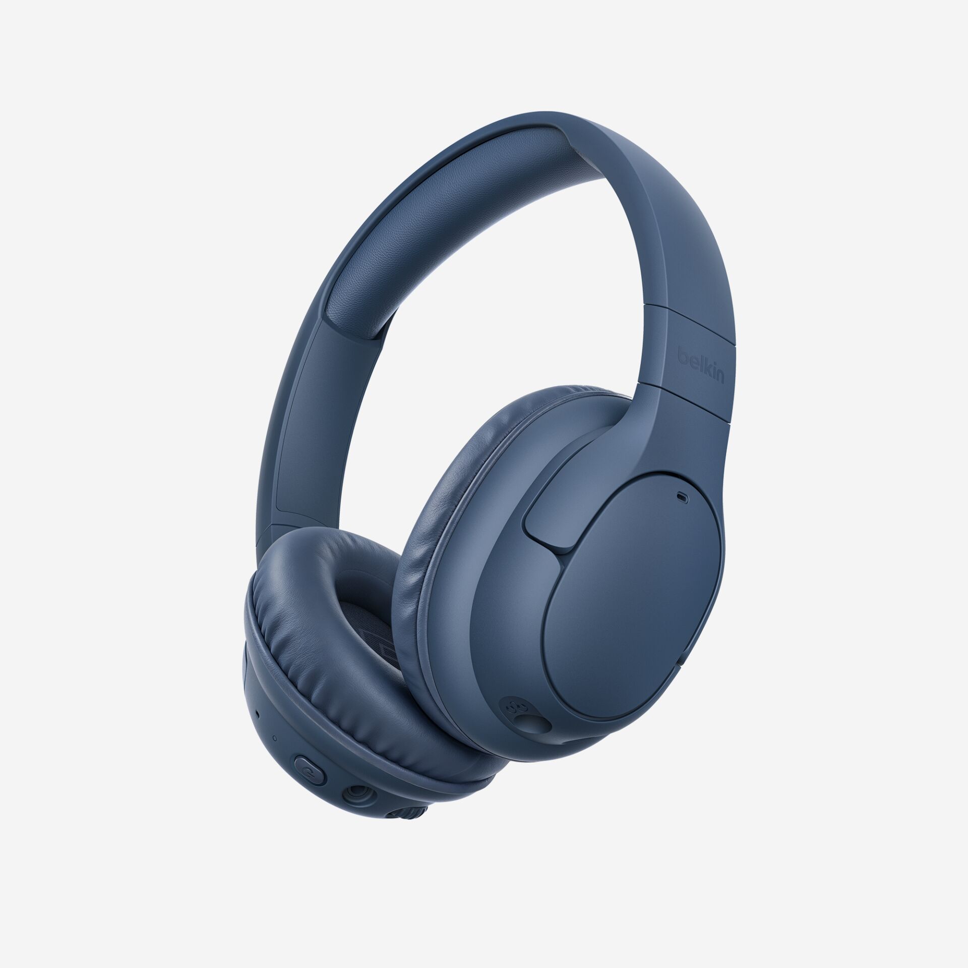 kopfhörer, over-ear, bluetooth, dunkelblau, lederoptik
