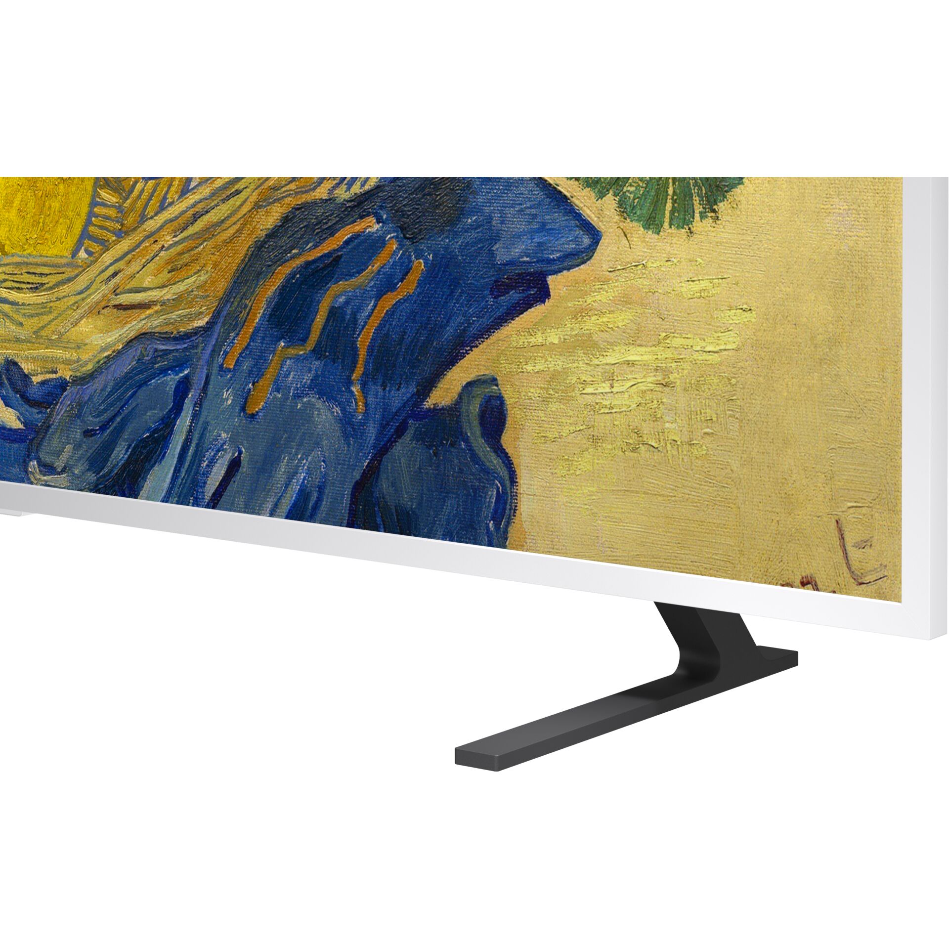 Fernseher, Flacher Bildschirm, Kunstdruck, Blau Gelb, Ständer