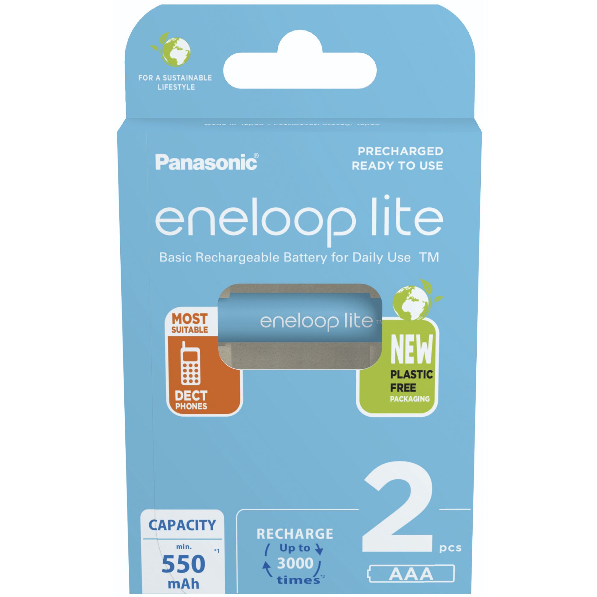 1x2 Panasonic Eneloop lite Micro  550mAh AAA Ni-MH    BK-4LCCE/2BE
