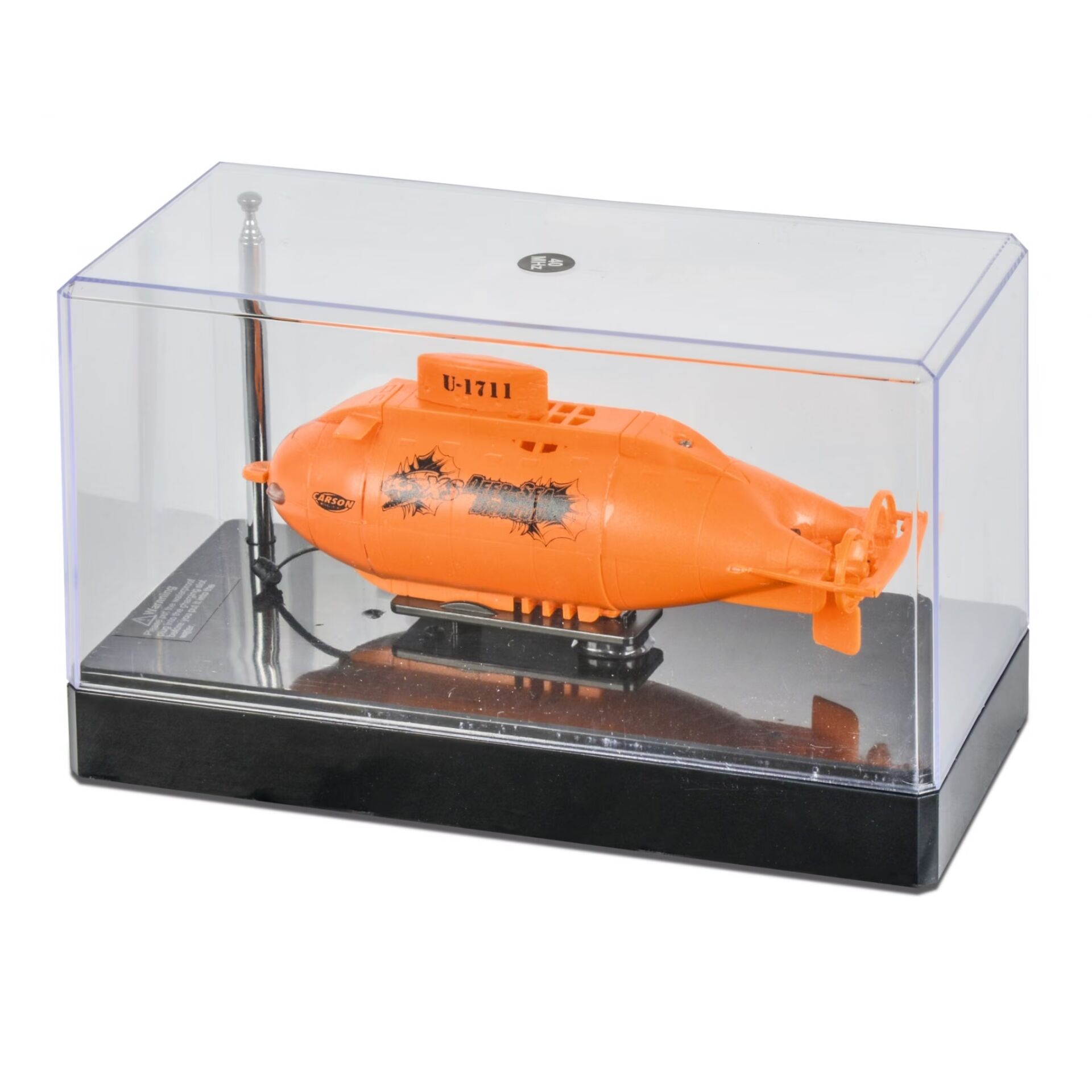 Torpeodose, Unterwasser-Rakete, Orange Raketenmodell, Display Case, Sammlerobjekt