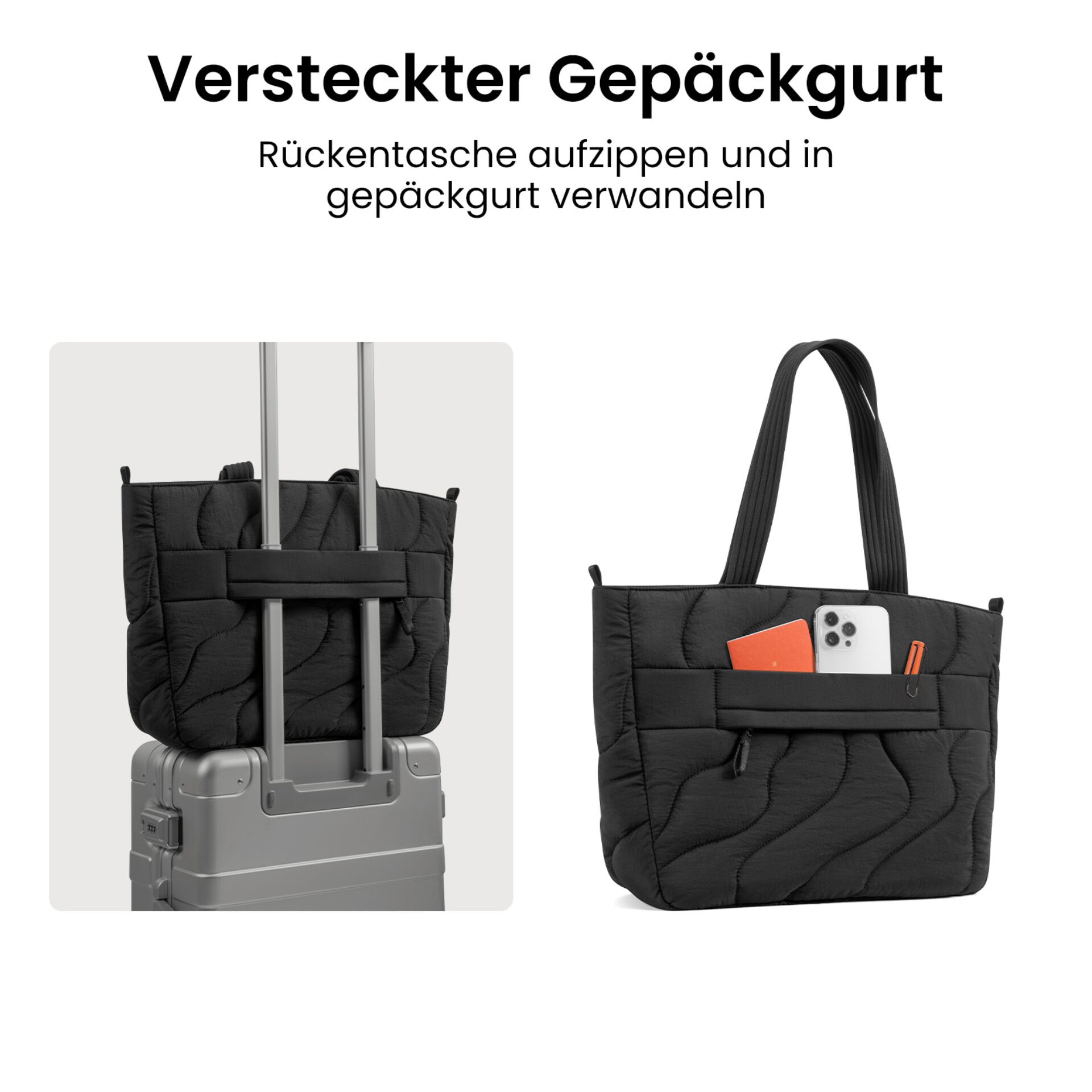 Reisetasche, Gepäckstück, Quilted bag, Tasche mit Tragegriffen, Fronttasche