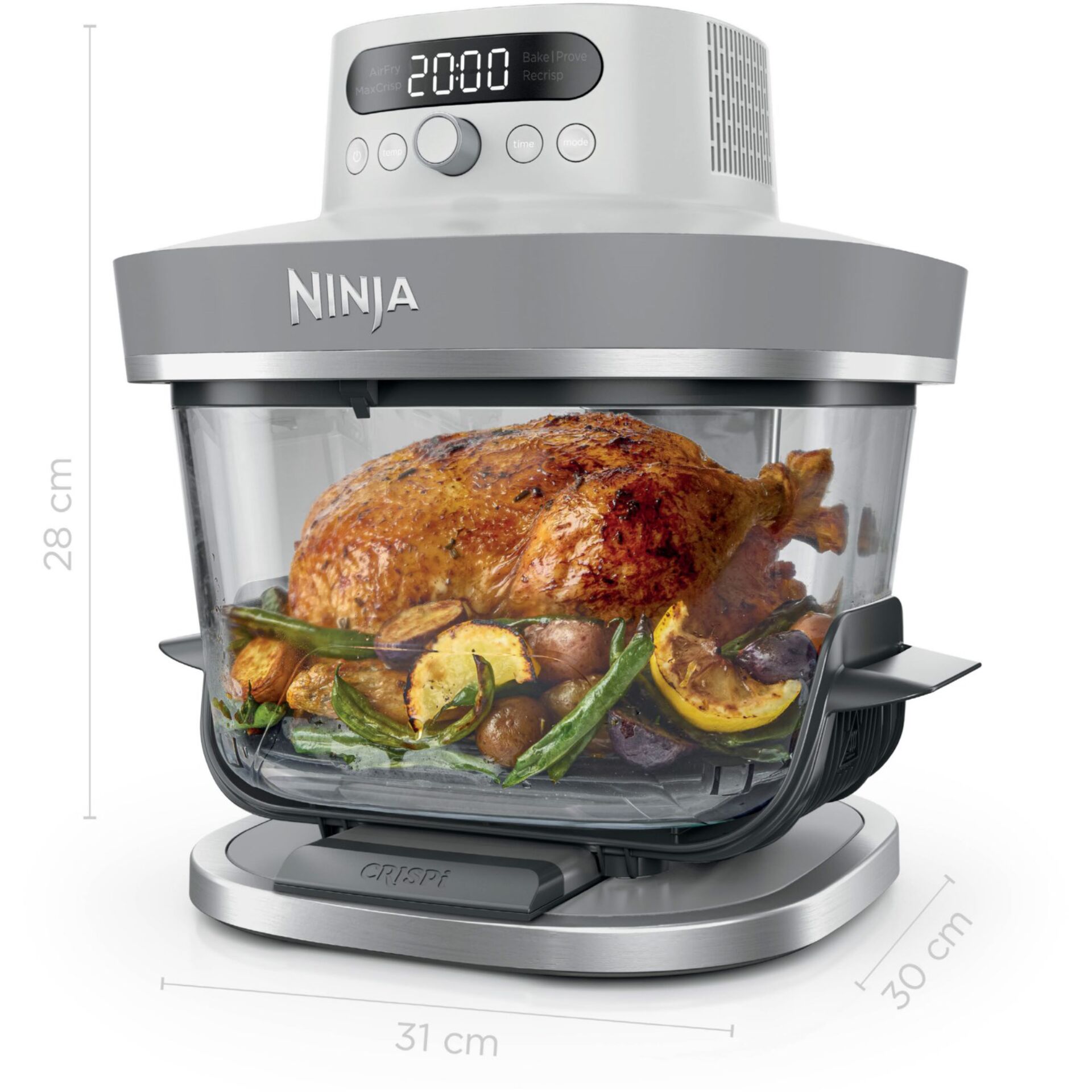 All-in-one, Backofen mit Luftfritteuse, Bratkammer, Glasbehälter, Digitaldisplay
