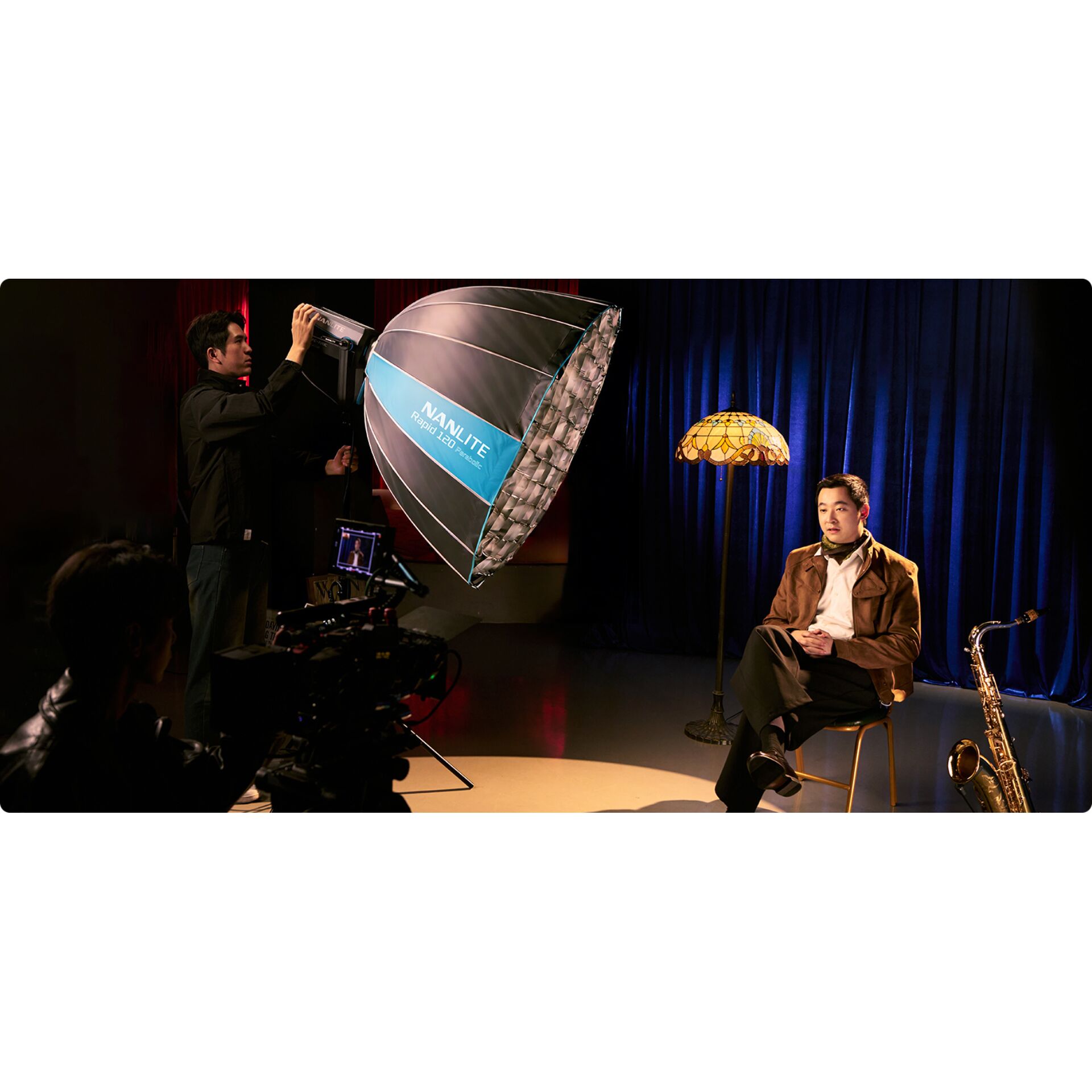 Schausteller, Aufnahme-Setup, Studio, Saxophon, Lampe