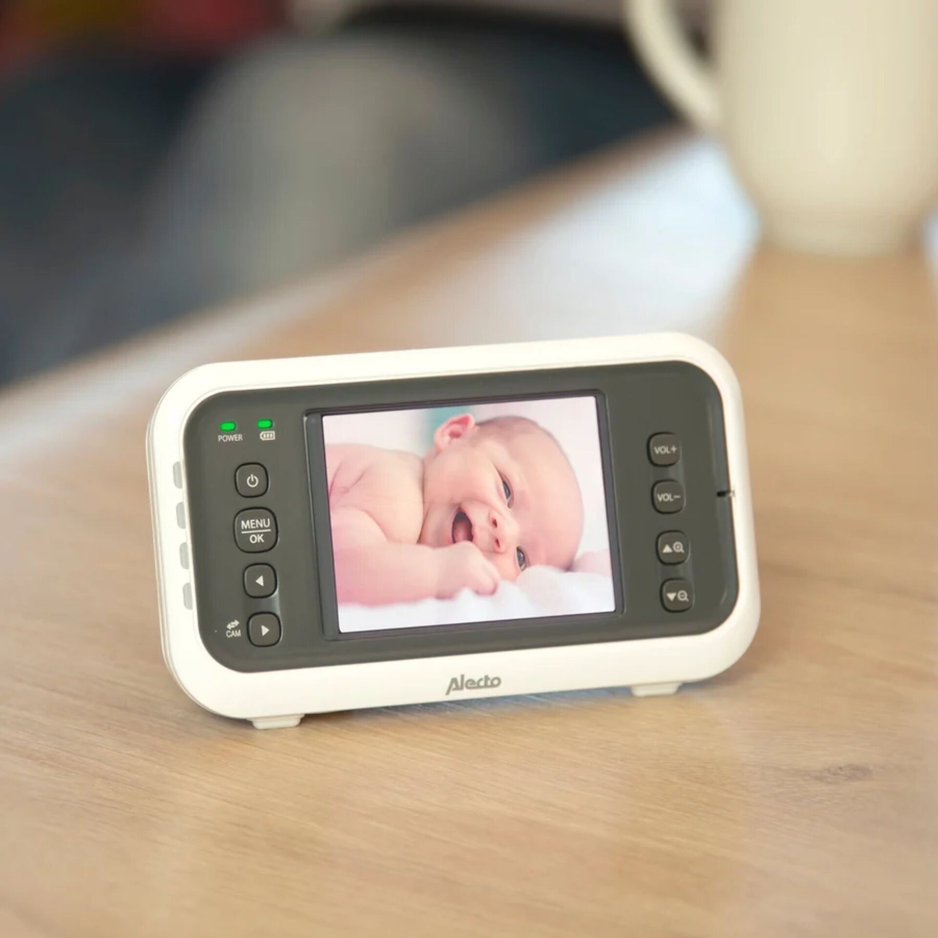 Baby monitor, Portabel, LCD-Screen, Weiße Gehäuse, Kamera-Display