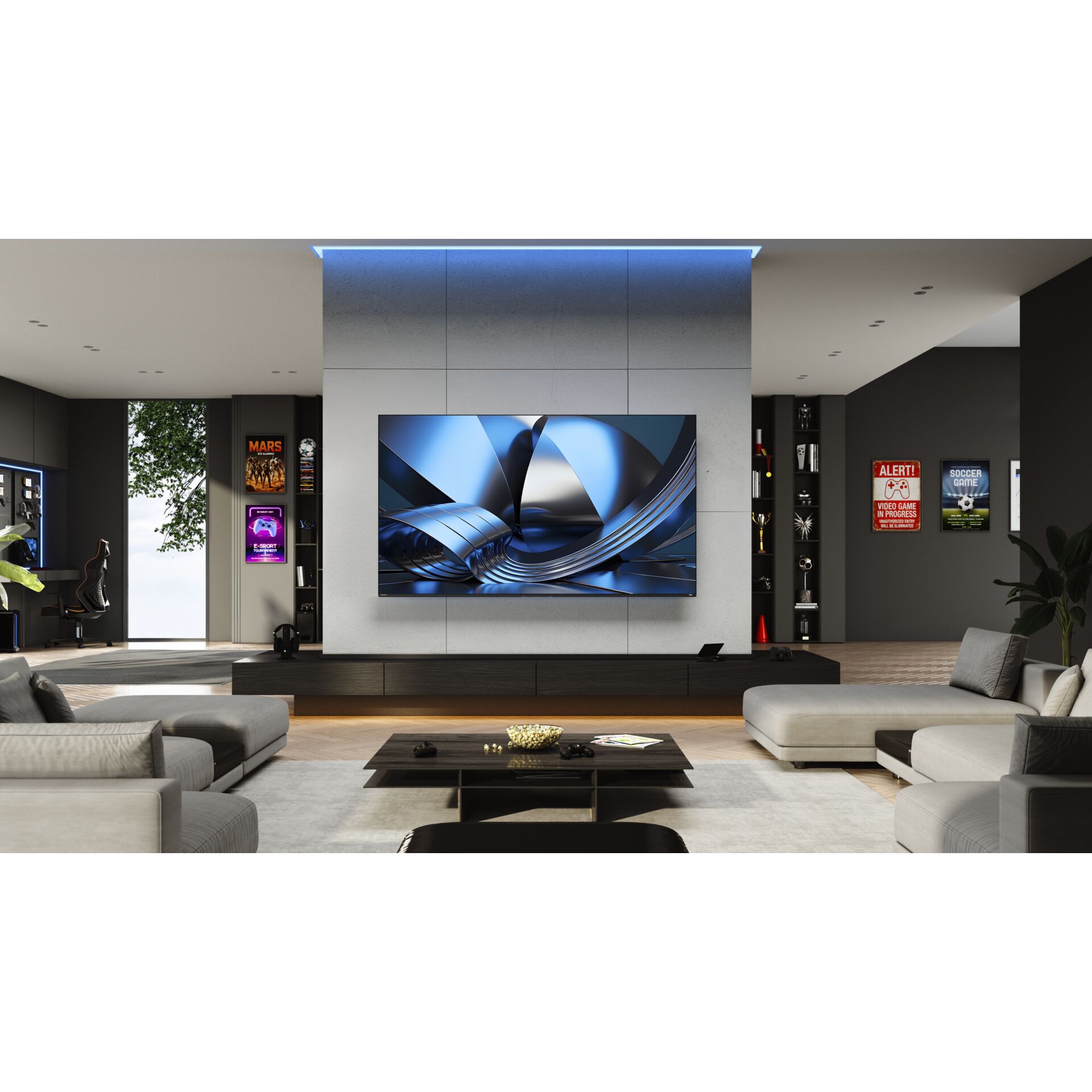 TV, LED-Fernseher, Wohnzimmer, Wandmontage, Unterhaltungssystem