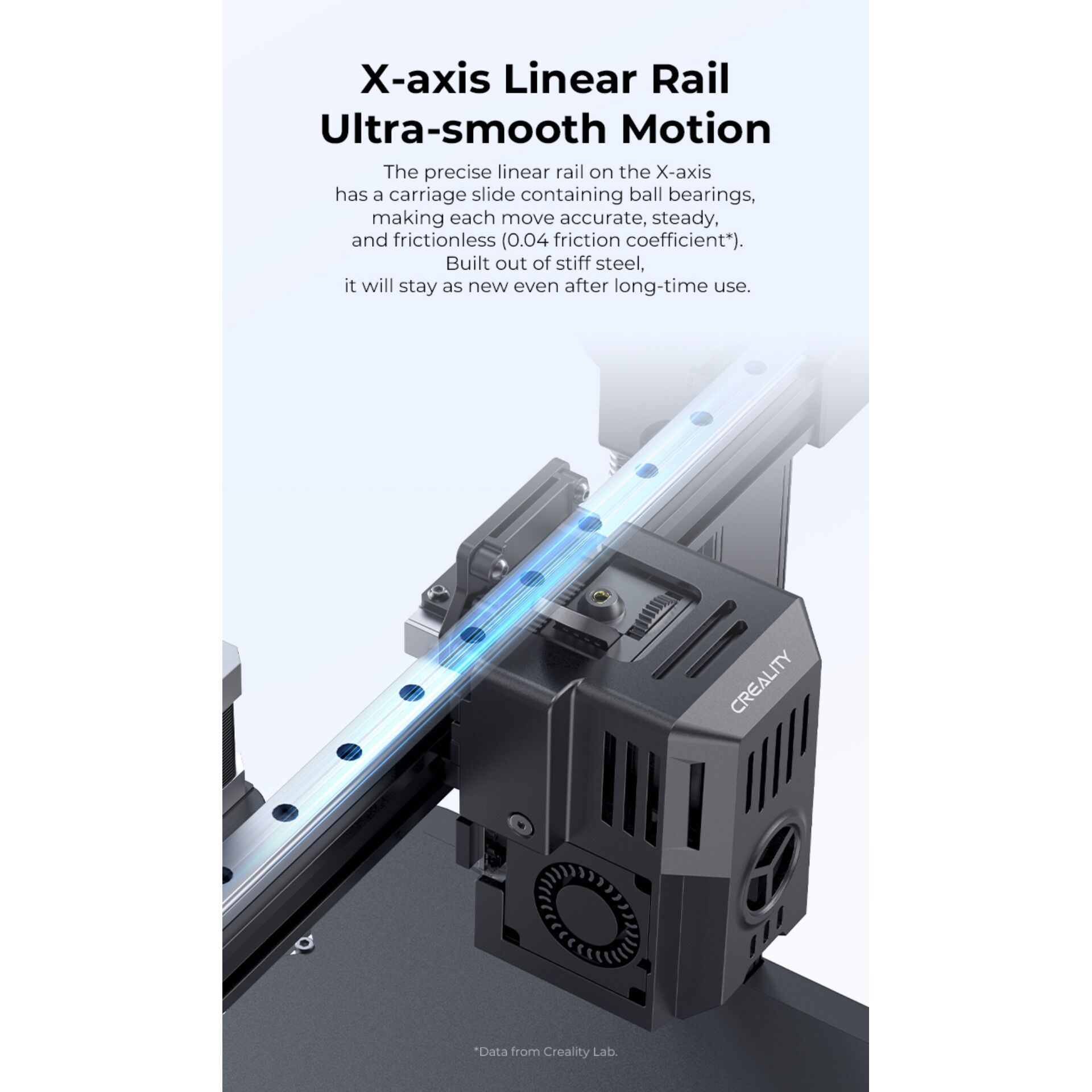 X-Achse Schiene, Lineare Schiene, Bewegungssystem, Stahlkonstruktion, Blaue Markierung