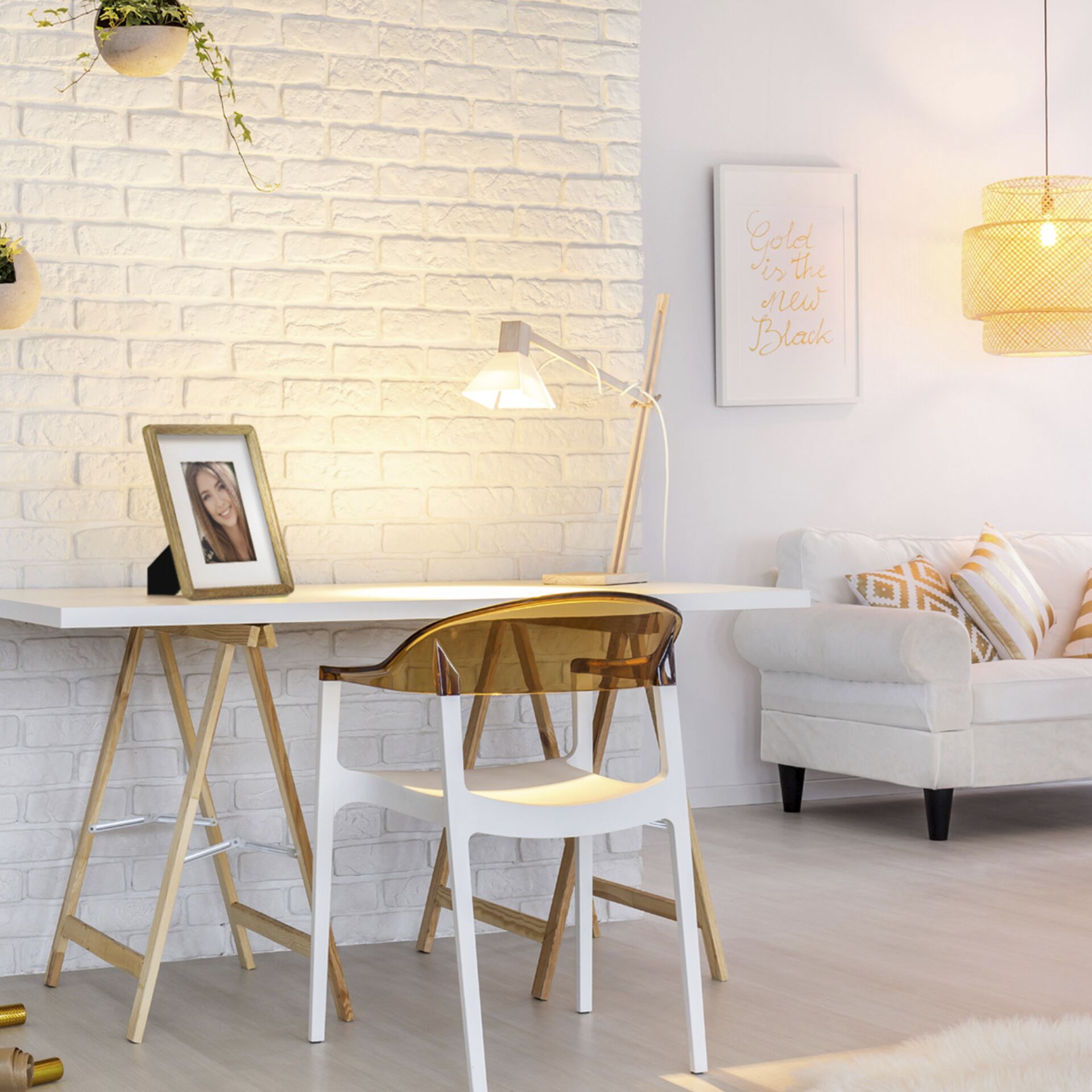 Moebel, Tabelle, Schreibtisch, Lampe, Fotorahmen