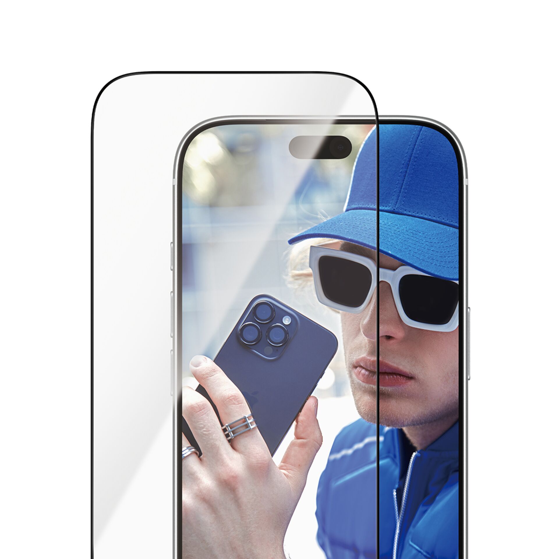 smartphone, iPhone, blau, Dreifach-Kamera, Displayschutz