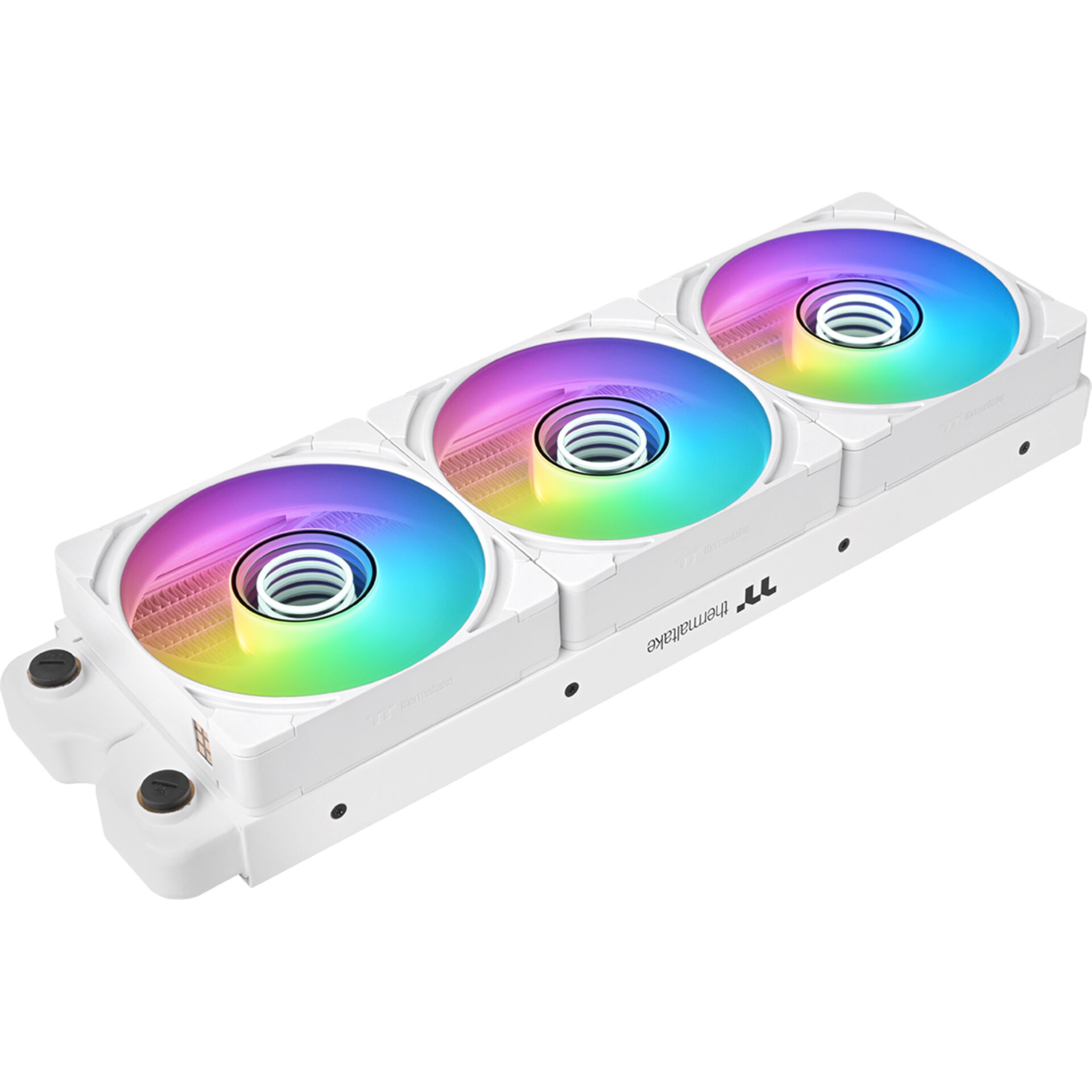 RGB-Fans, PC-Liquidkühlung, Dreifach-Lüfter, weißes Gehäuse, RGB-Beleuchtung