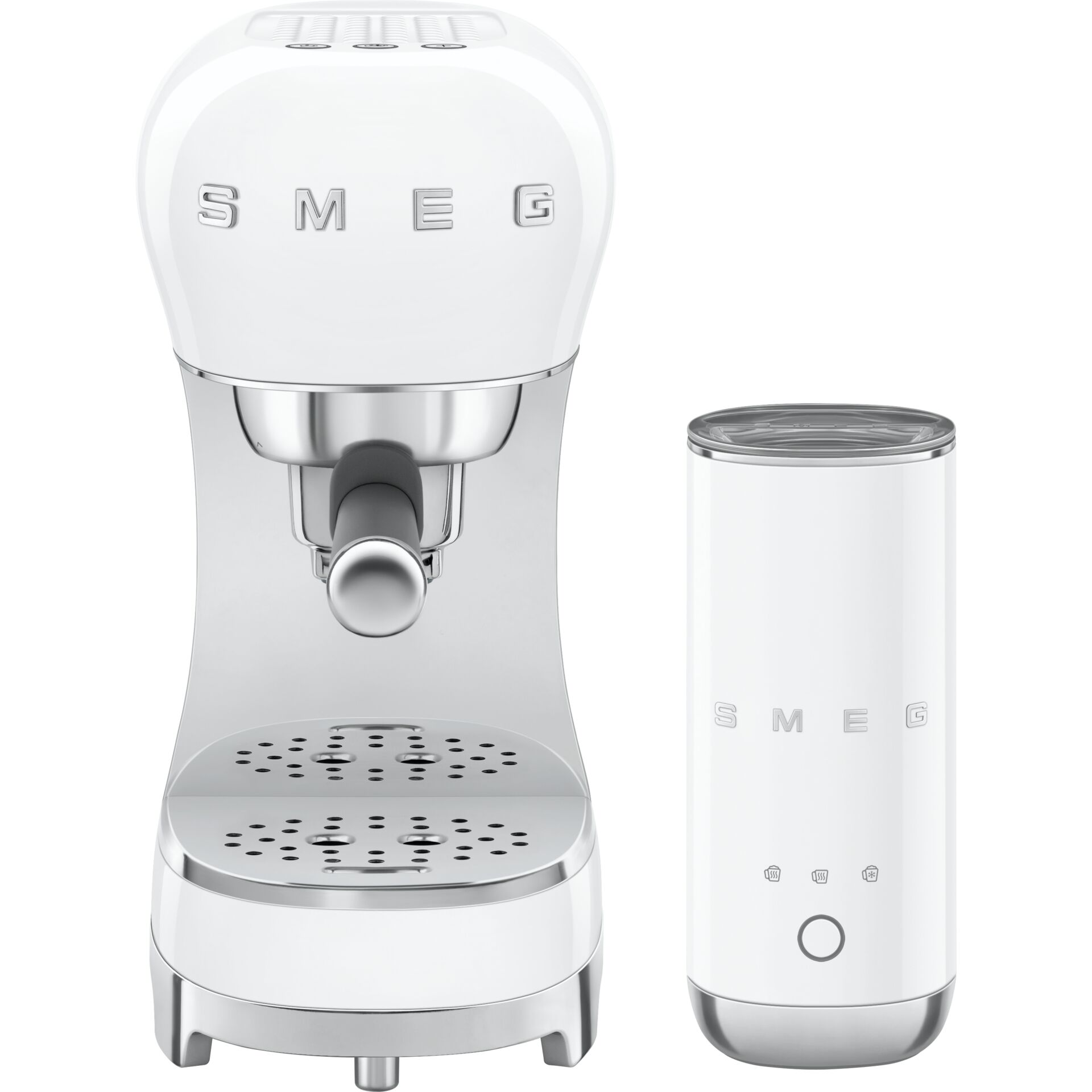 SMEG ECF12WHEU Bundle  Siebträgerm. + Milchaufschäumer