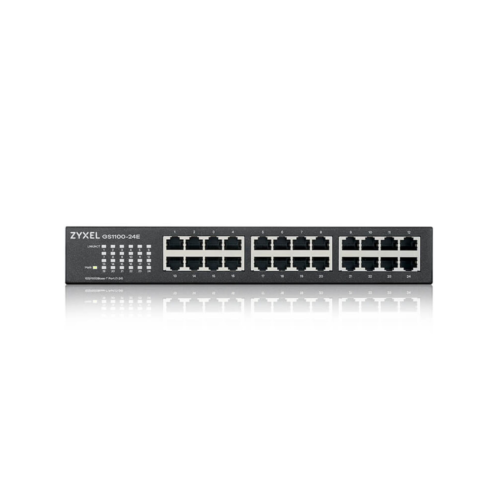 Netzwerk-Switch, 24 Ethernet-Ports, Gigabit-Switch, Metallgehäuse, Schwarz