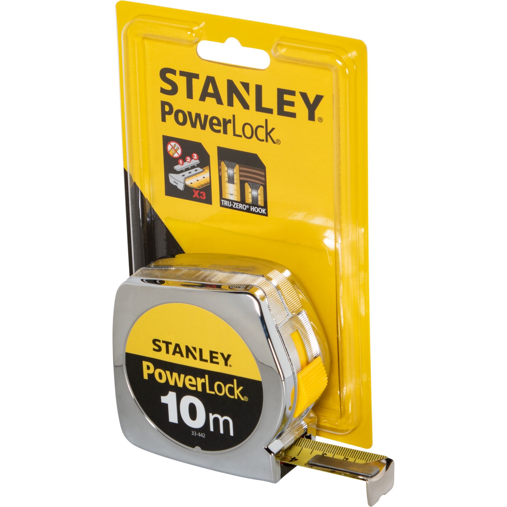 Maßband, Messband, Stahlgehäuse, Gelbe Verpackung, Stanley PowerLock