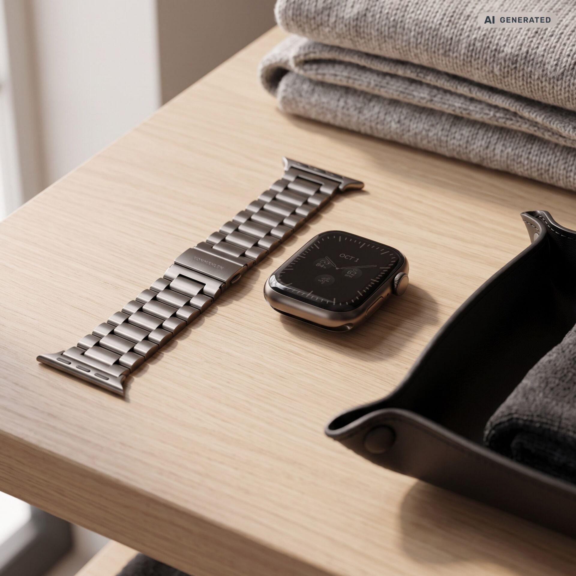 Smartwatch-Armband, Edelstahl, Silberfarben, Gliederarmband