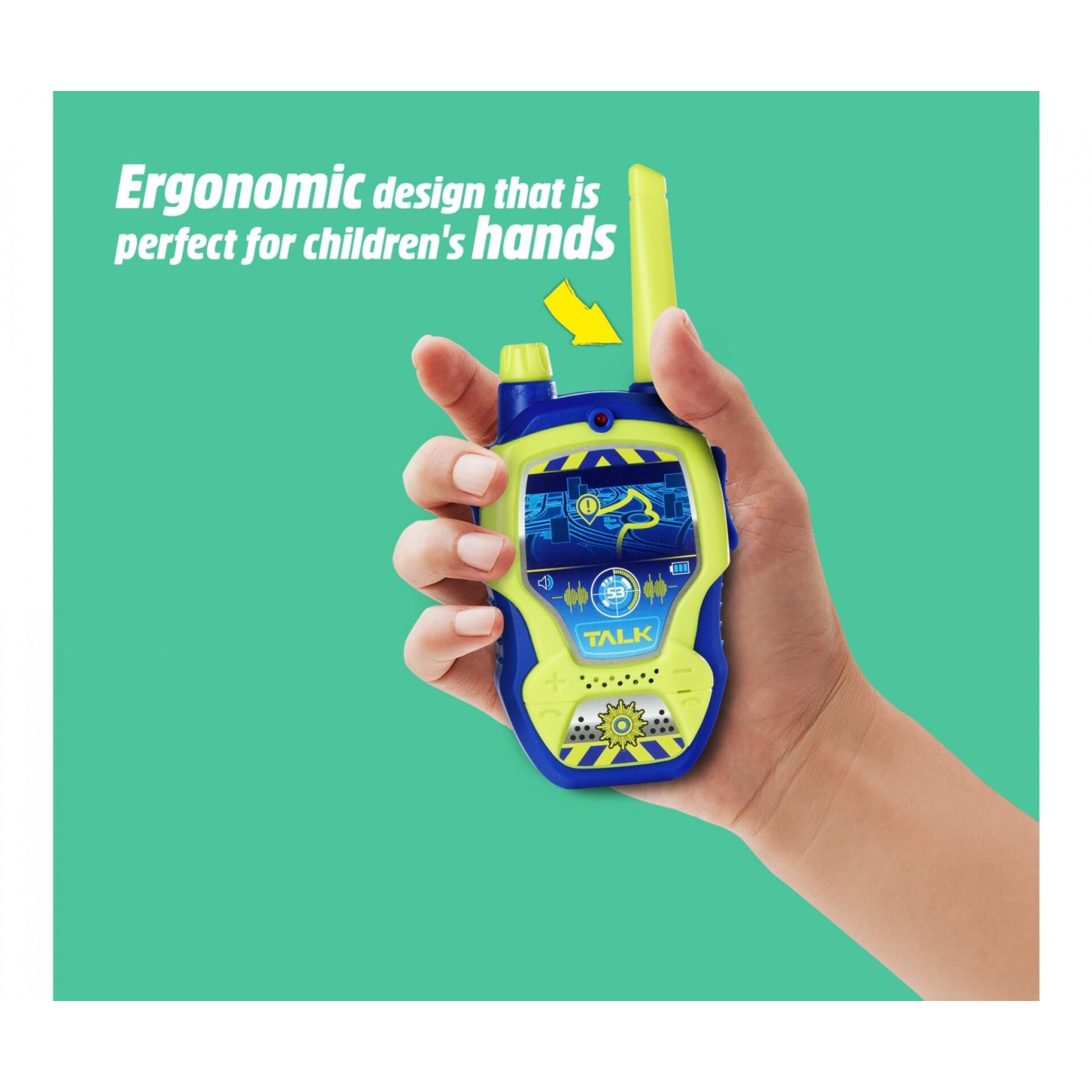 Spielgerät, Kindertelefon, Tragbarer Funksprecher, Gelbblau, Ergonomisch