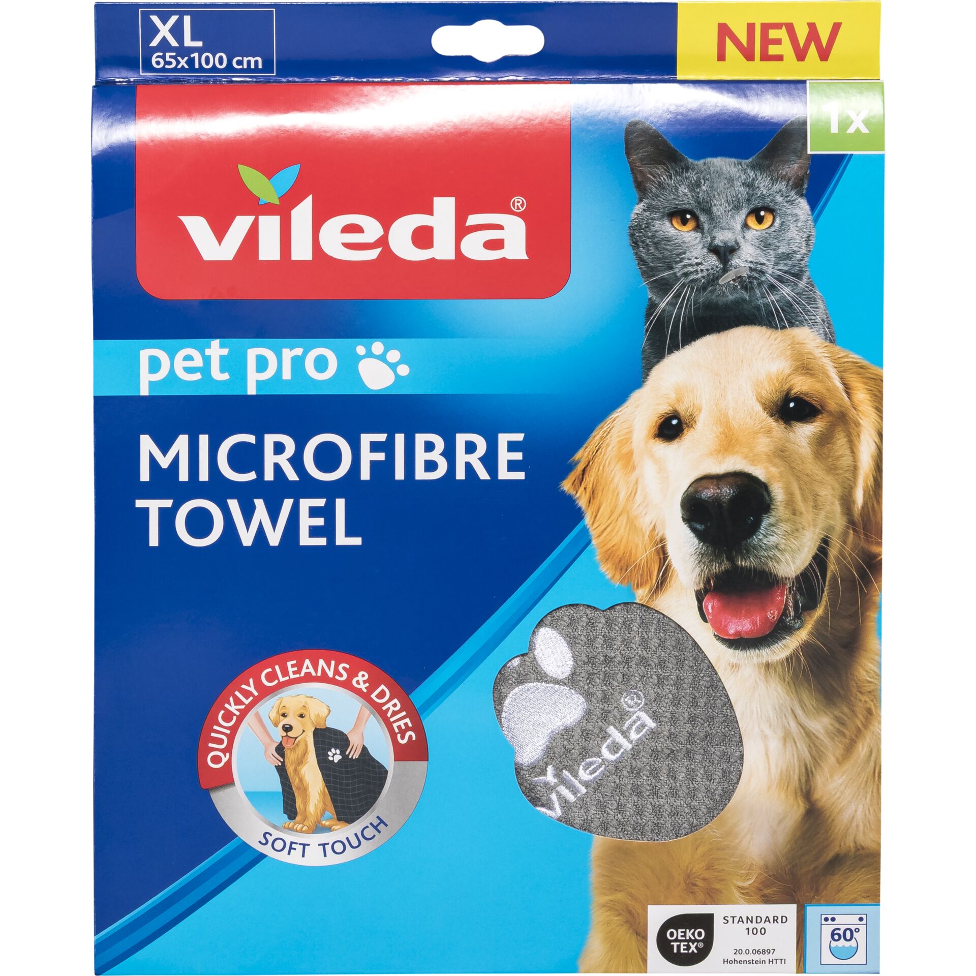 Vileda Pet Pro Microfaser  Handtuch grau XL