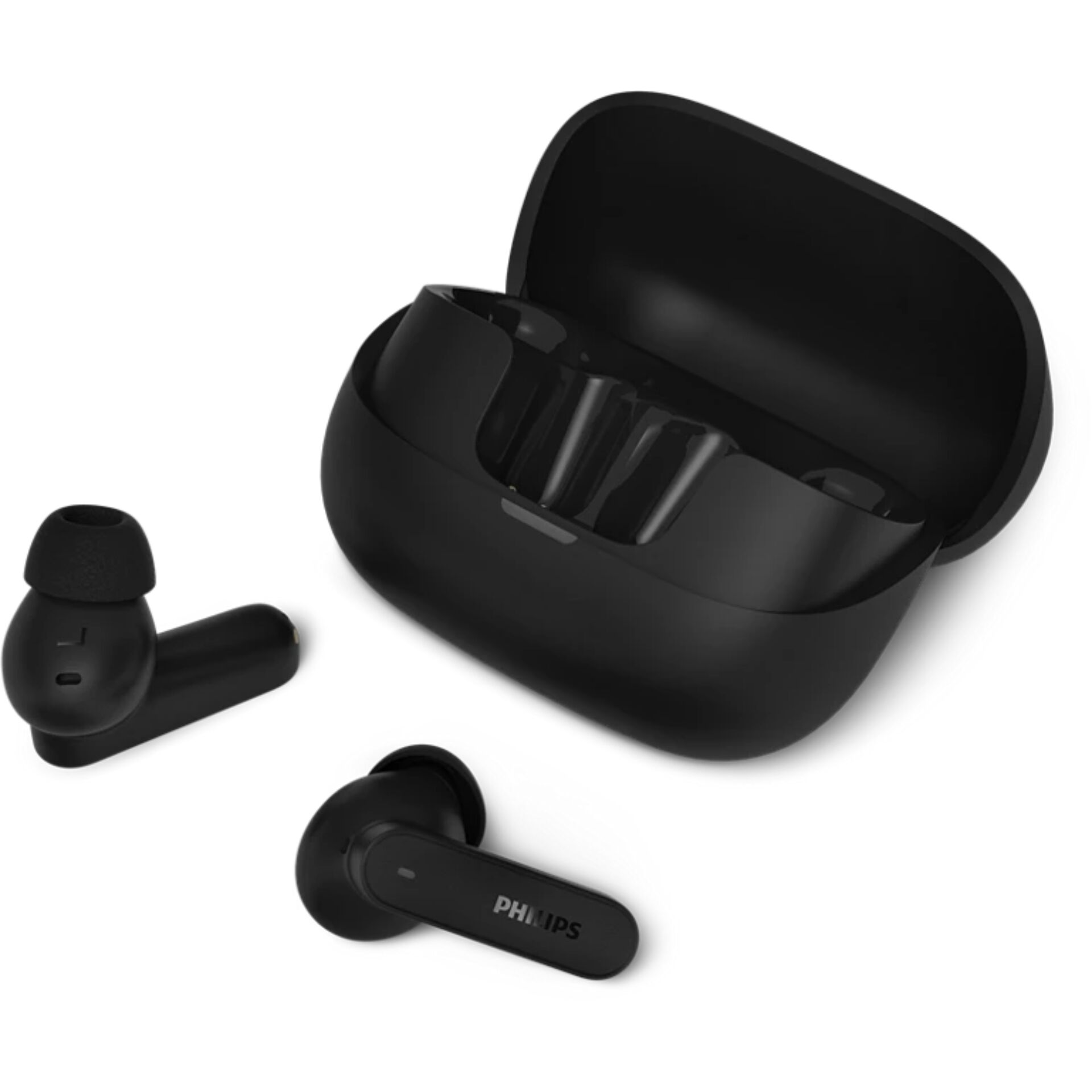 Kopfhörer, In-Ear, Bluetooth, Schwarz, Ladehülle