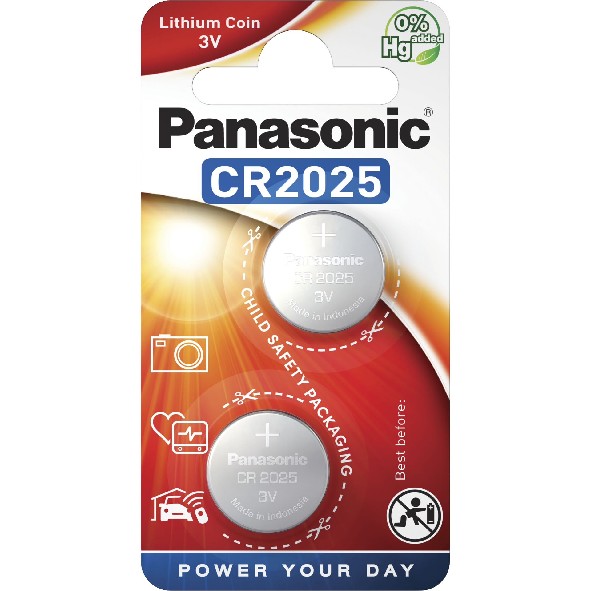 1x2 Panasonic CR 2025  Lithium Power