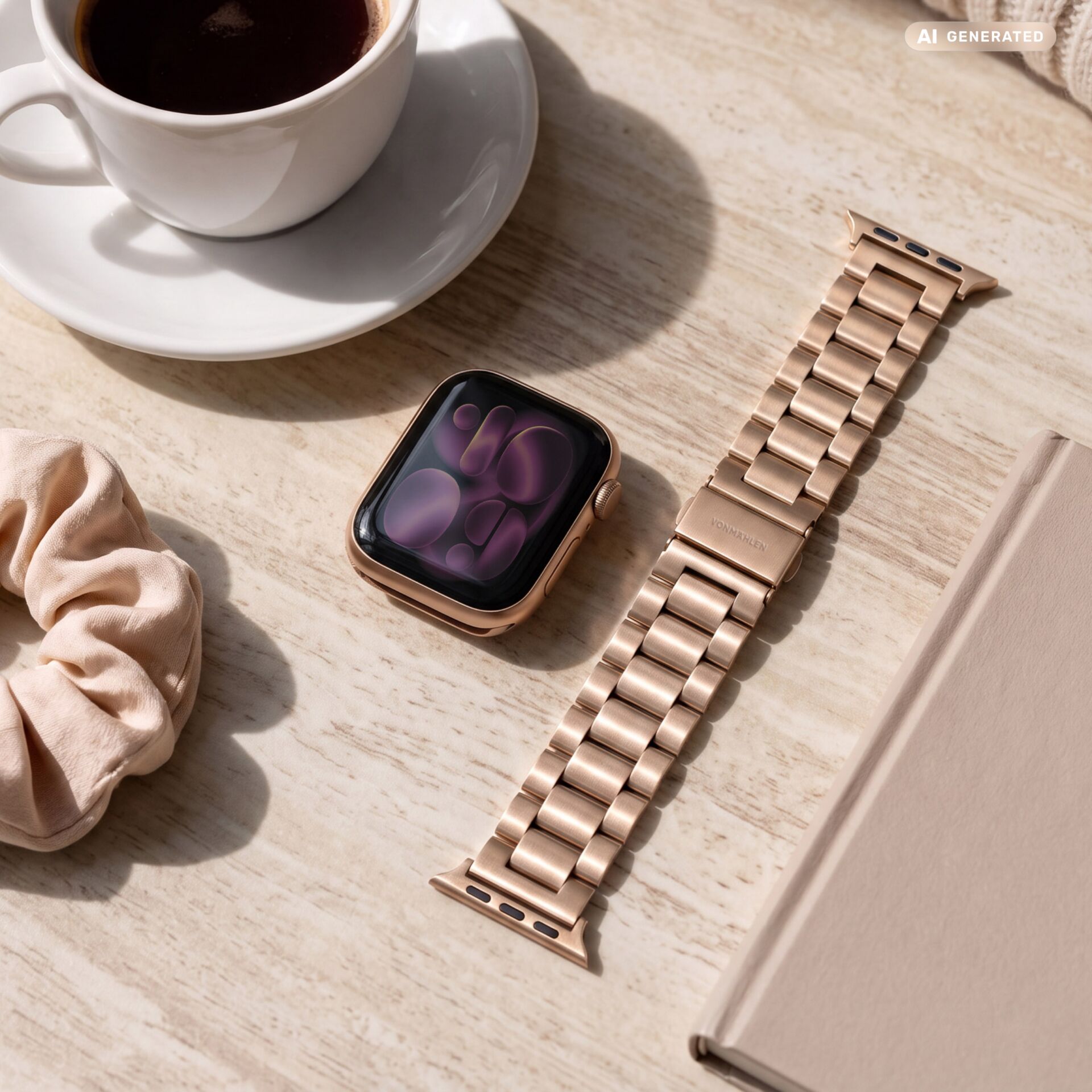 Smartwatch-Armband, Metallarmband, Roségold, Gliederarmband