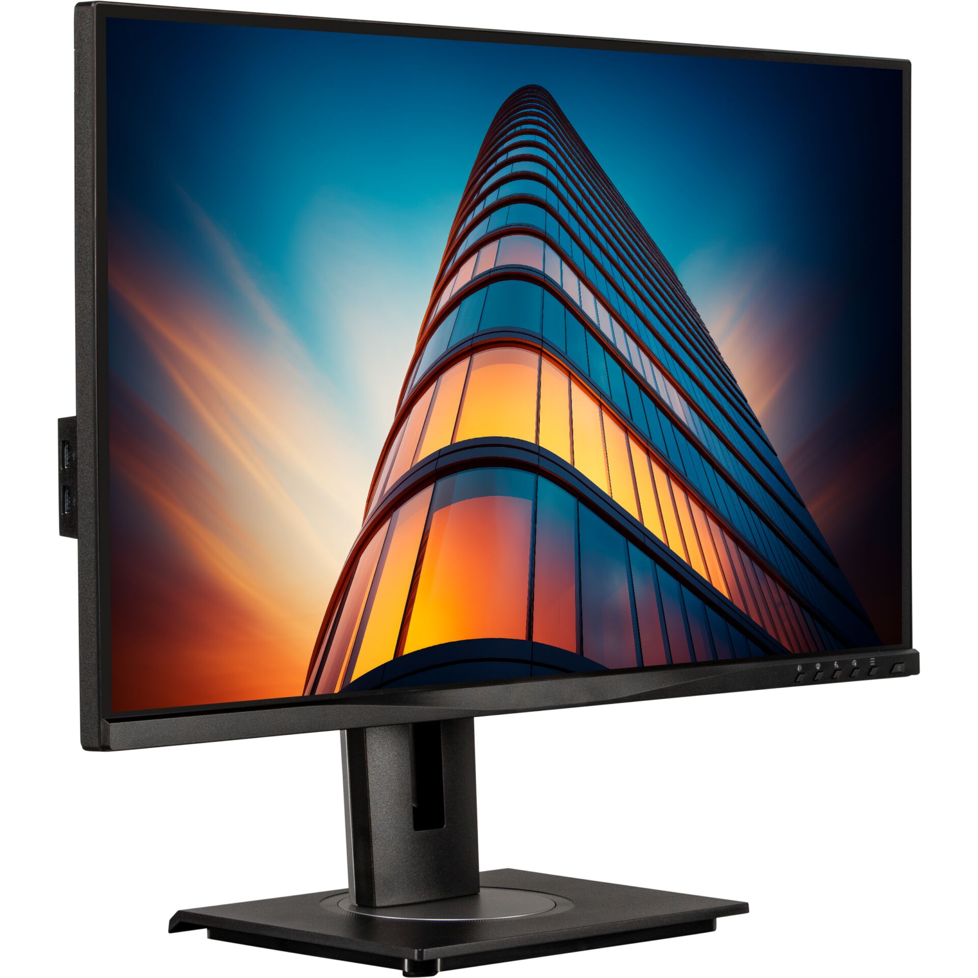 monitor, LCD, LED, schwarz, fuß