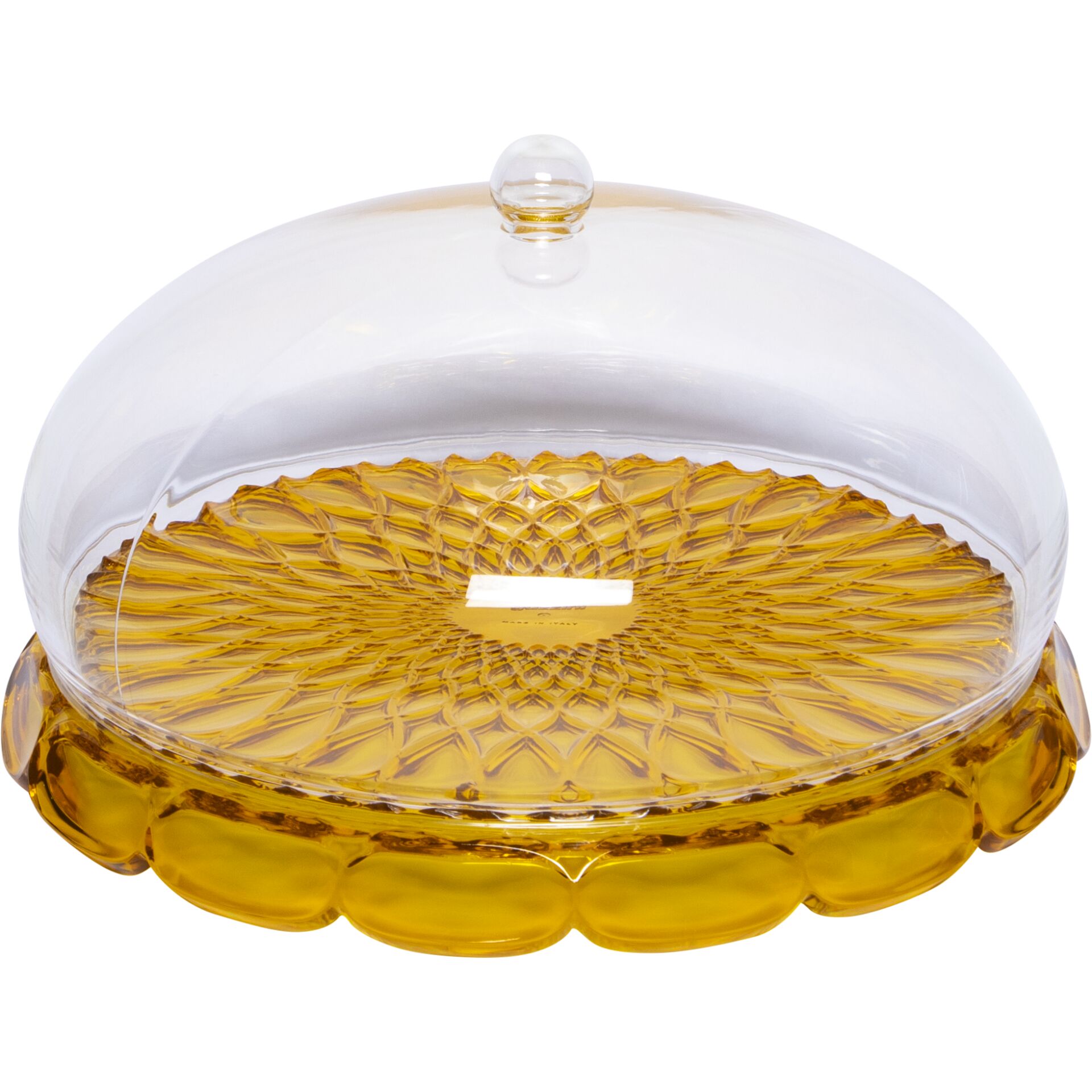 Glasplatte, Butterdose mit Deckel,  Amberfarbenes Glas, Strukturierte Bodenplatte, Deckelplatte