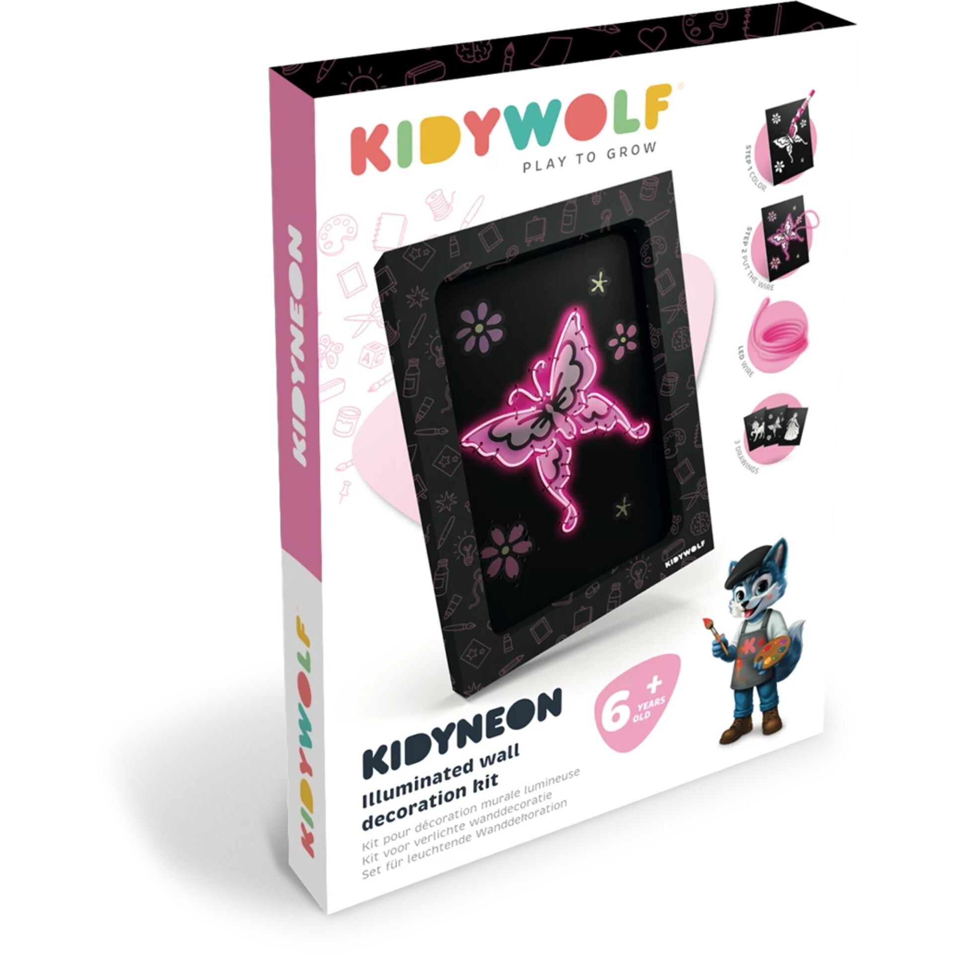 illuminierte Wanddekoration, Schmetterlingslicht, Pinker Schmetterling, LED Kunstwerk, Kinderdekoration