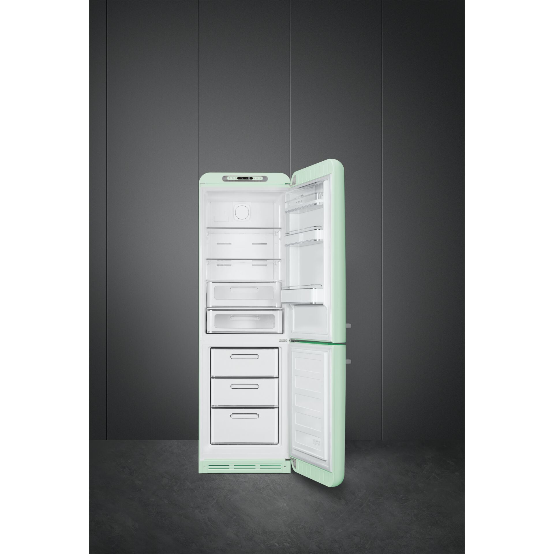 Kühlschrank, Freistehend, Mintgrün, groß, Aufbewahrungsschubfächer