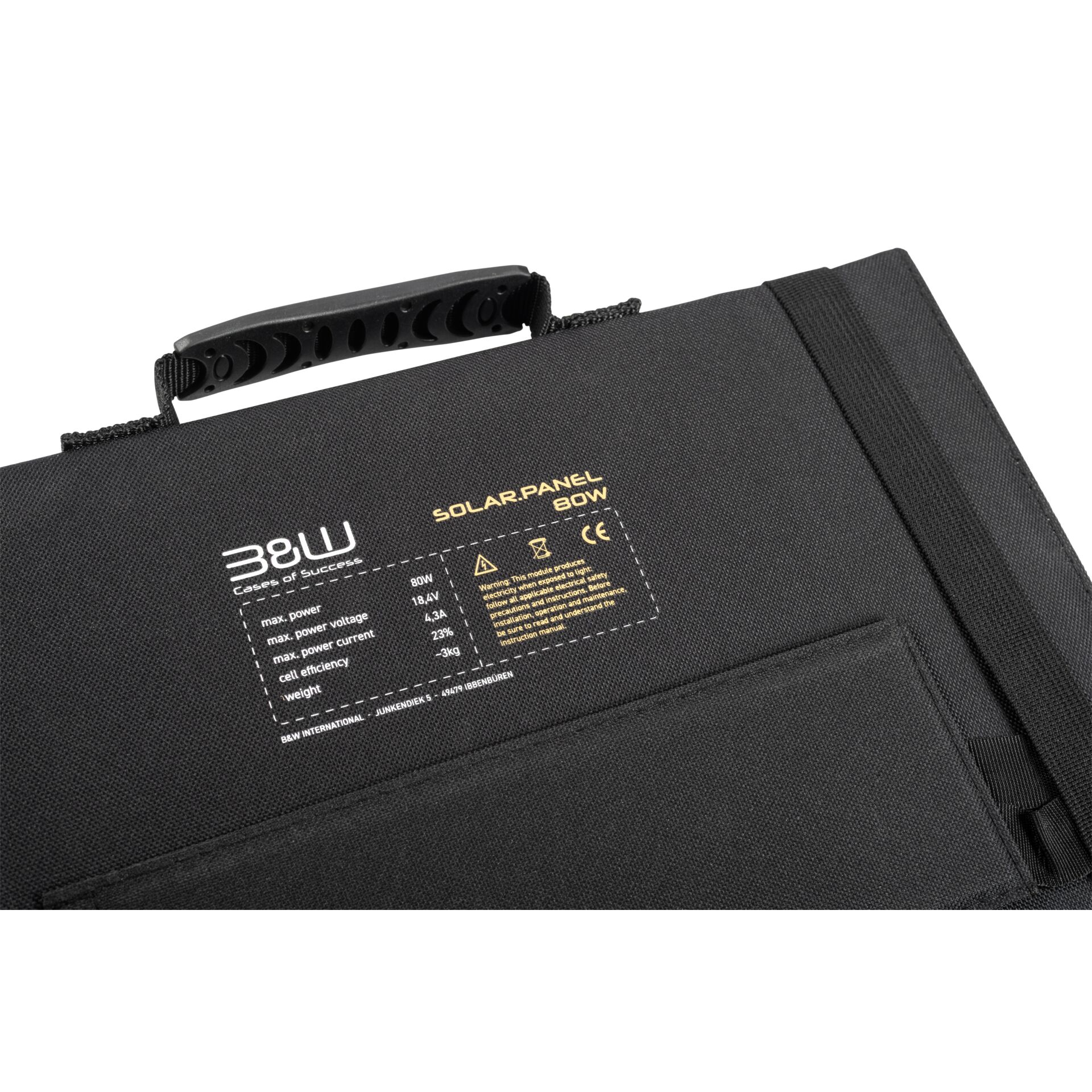 Solarmodul, 80W, Tragetasche, Schwarz, Textilstruktur