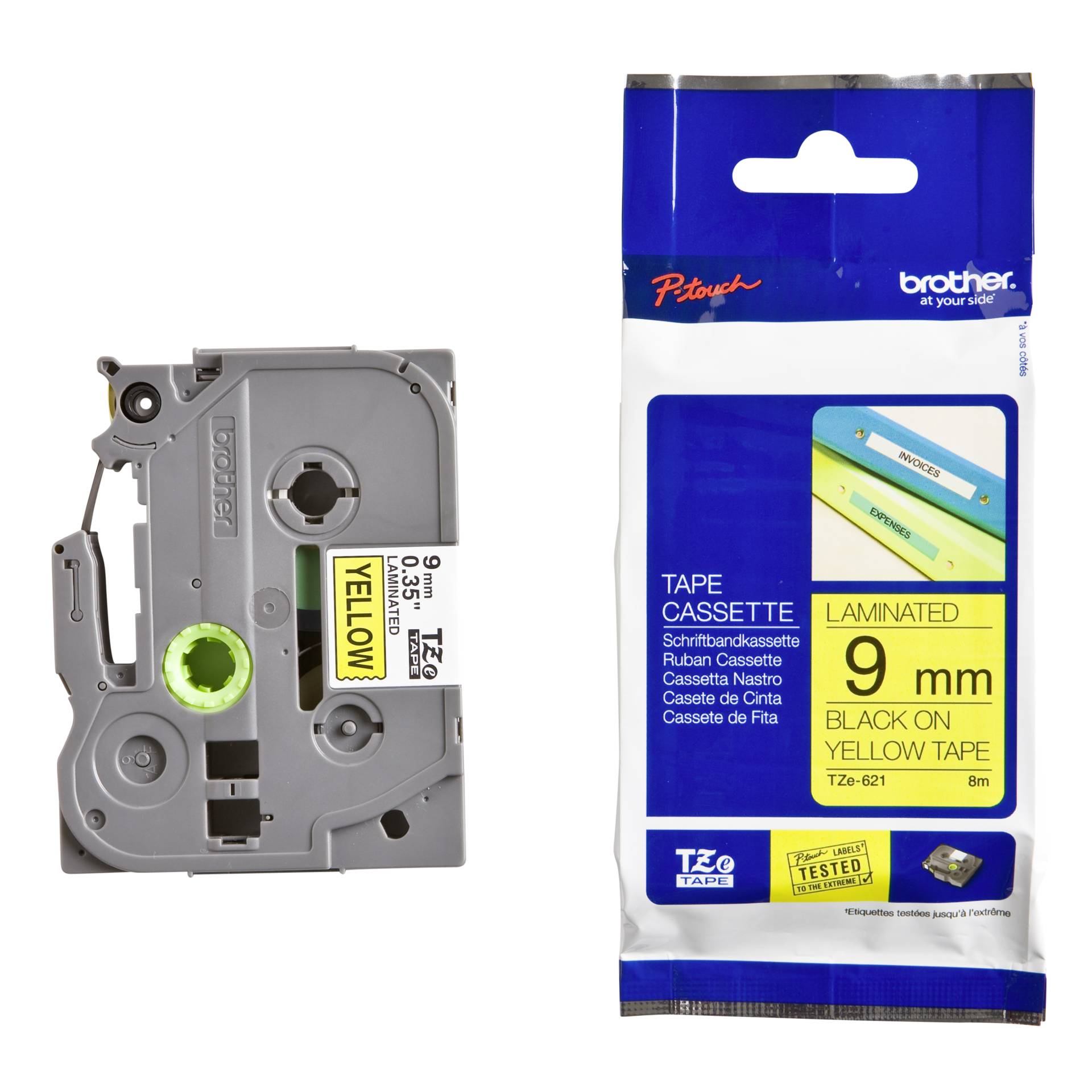 Brother Schriftbandkassette  TZE-621 gelb/schwarz 9 mm