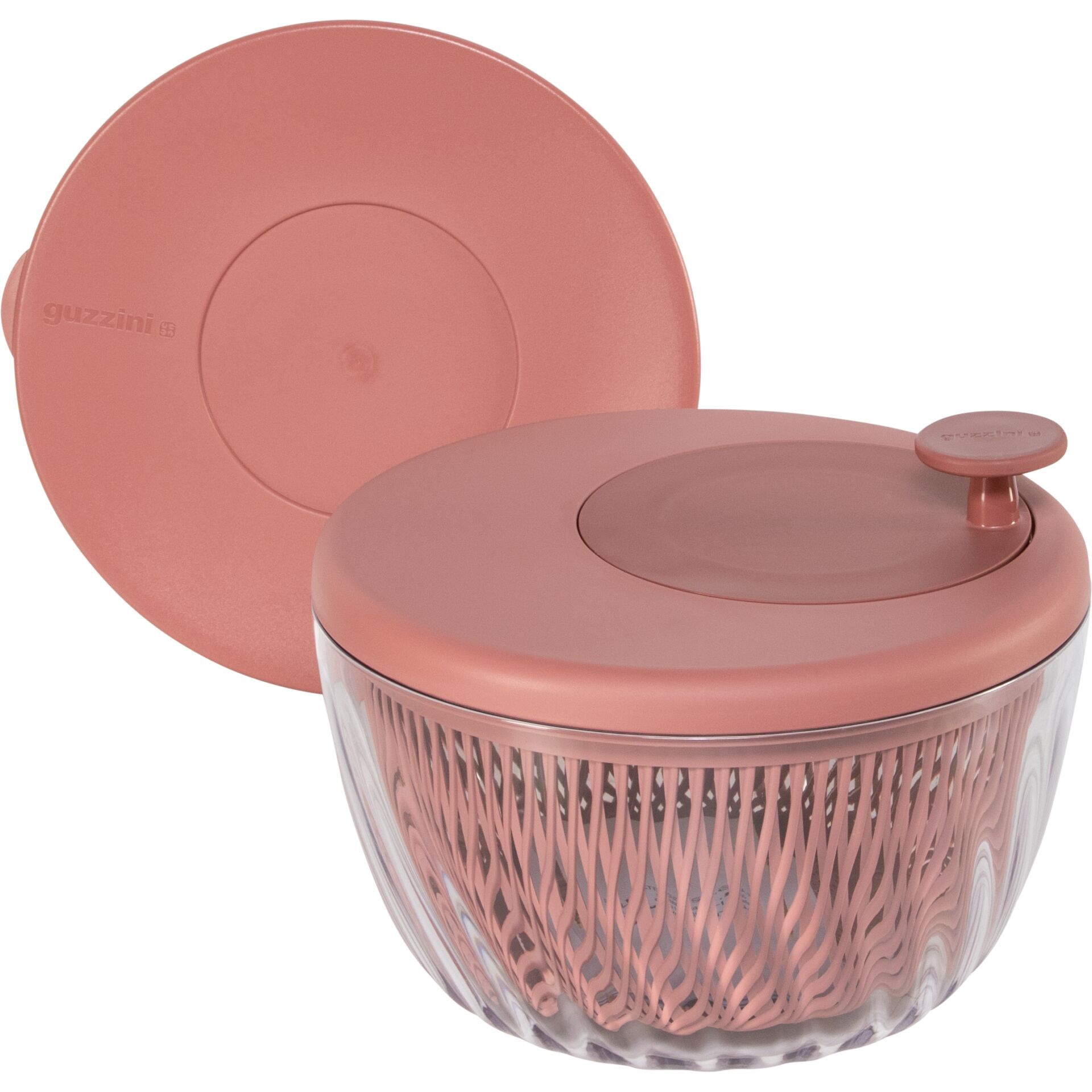Salat-Trockner, Küchengerät, Rosa, Glas-Schüssel, Abdeckdeckel