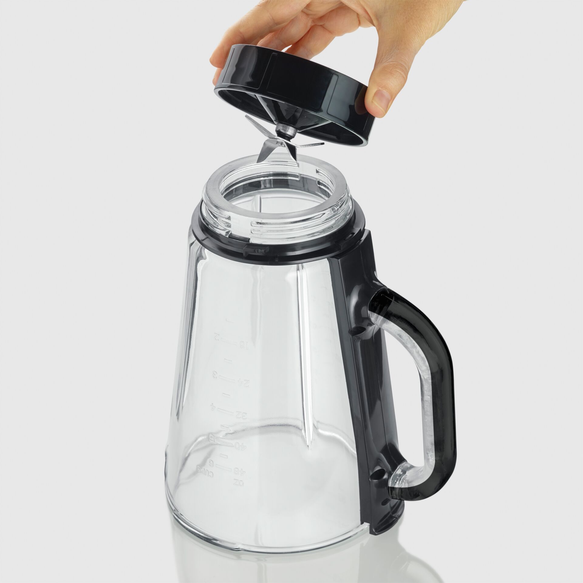 Kaffeemühle, Glaskanne, Kanne, Griff, Deckel