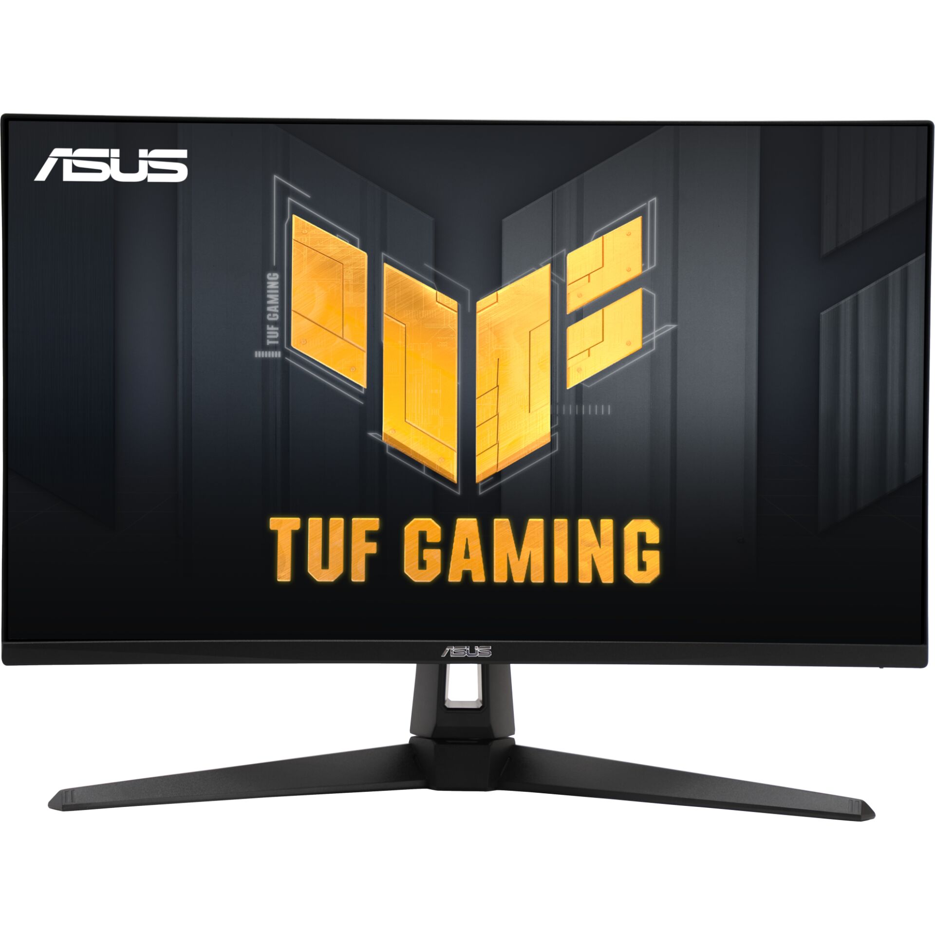 Gaming-Monitor, gebogener Bildschirm, schwarzes Gehäuse, Tischfuß