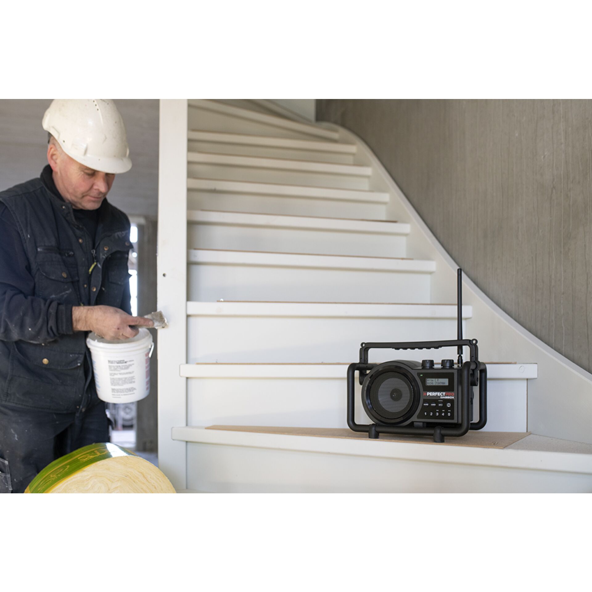 Treppe, Schutzhelm, Erwachsener, Mann, Person