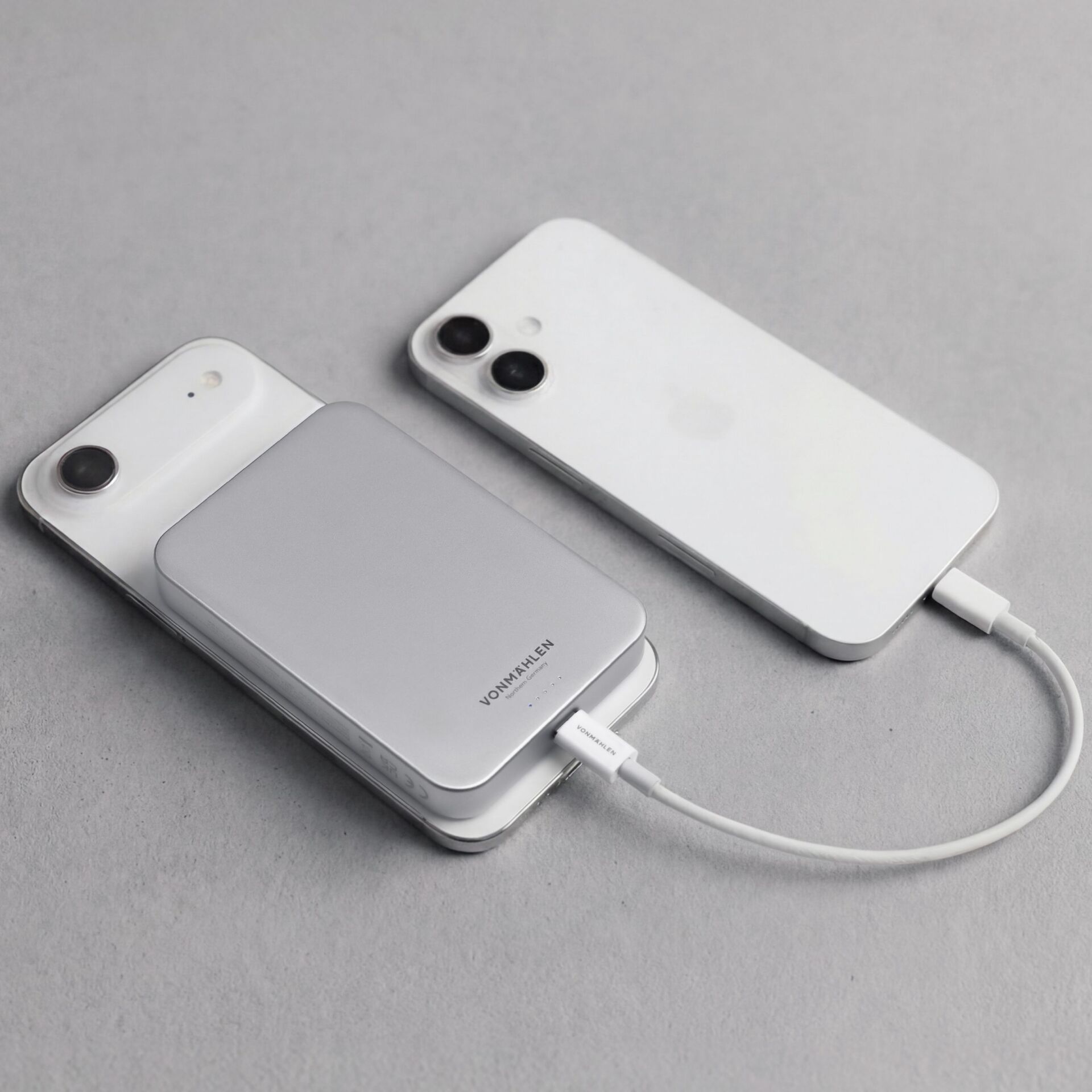 smartphone, Magnetische Batterie, Kabelloses Ladegerät, iPhone, Weiß