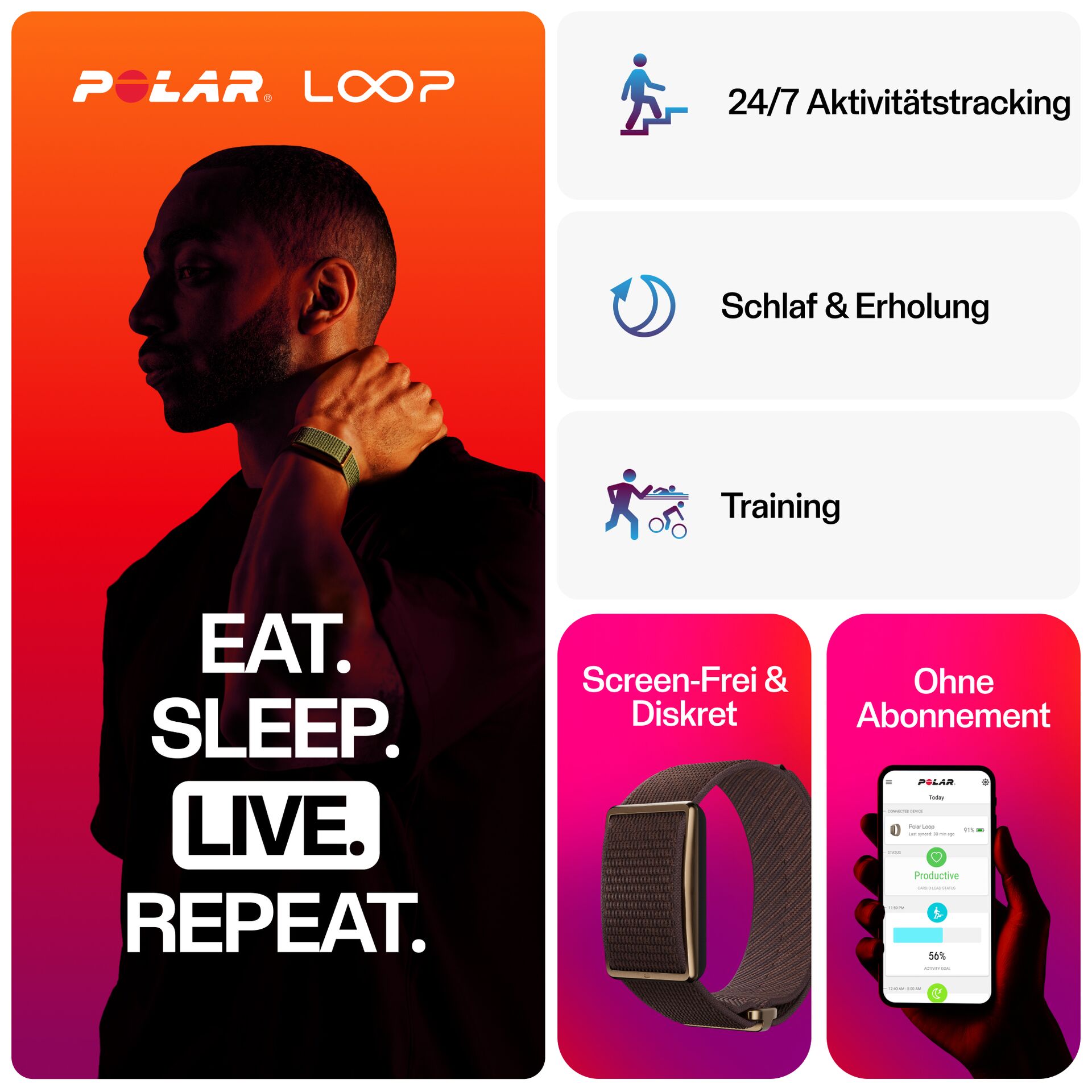 Fitness-Tracker, Smartwatch, Polar Loop, Activity-Tracking, Silicone Strap