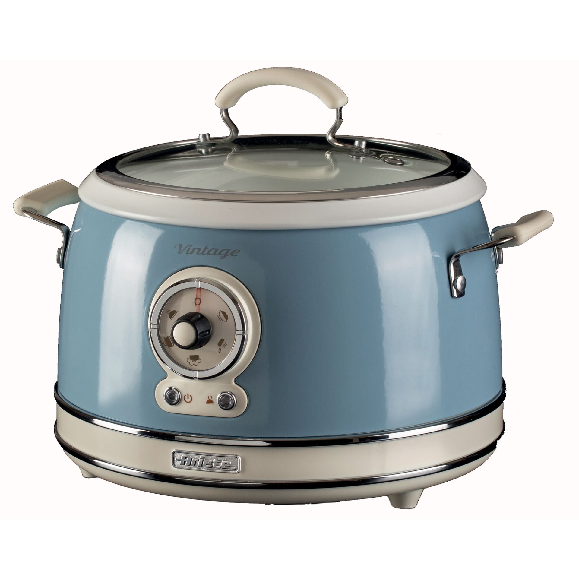 Gerät, Kocher, Elektrisches Gerät, Langsamer Kocher, Toaster, Blau, Retro, Glasdeckel, Drehknopf
