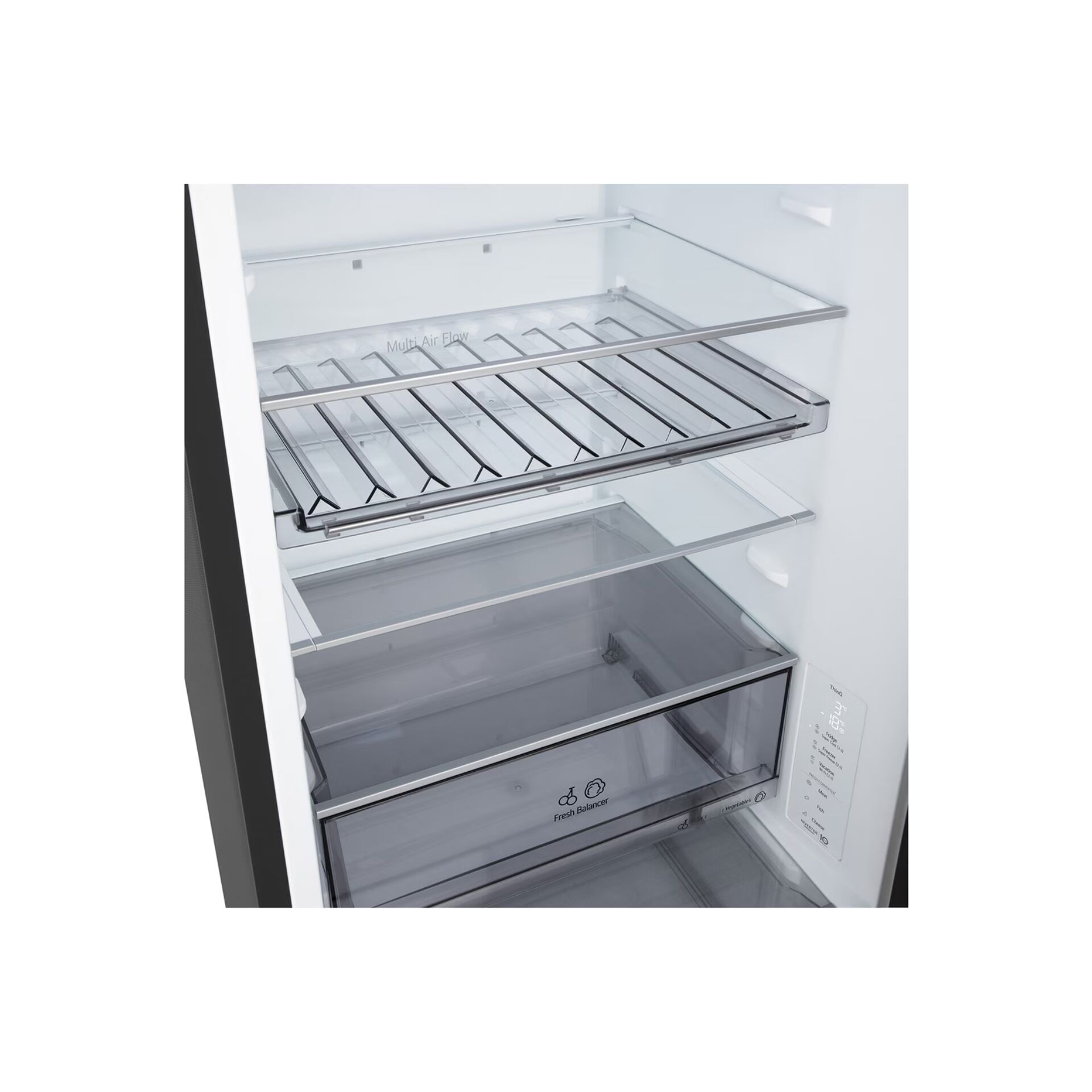 Kühlschrank, Interner Ablagekorb, Gitterboden, Schublade, Temperaturanzeige