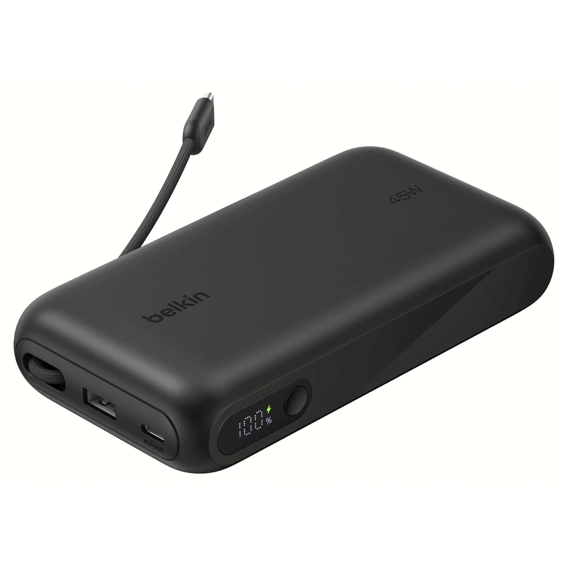Powerbank, USB-C, 4000mAh, digital display, schwarz