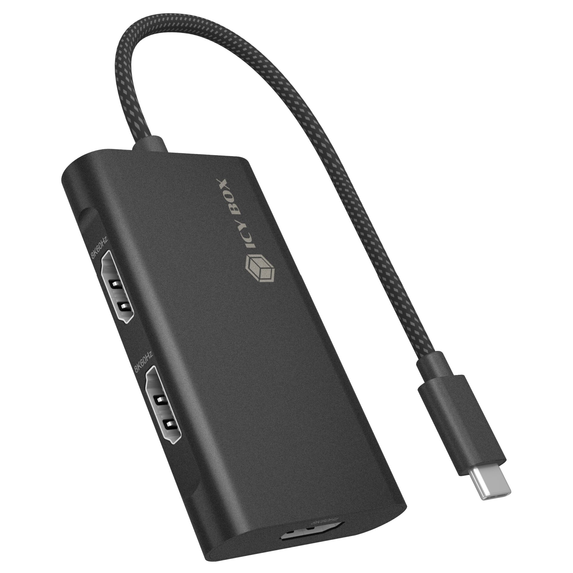 USB-C Adapter, HDMI Pass-Through, Aluminiumgehäuse, Geflochtenes Kabel, USB-C-Hub