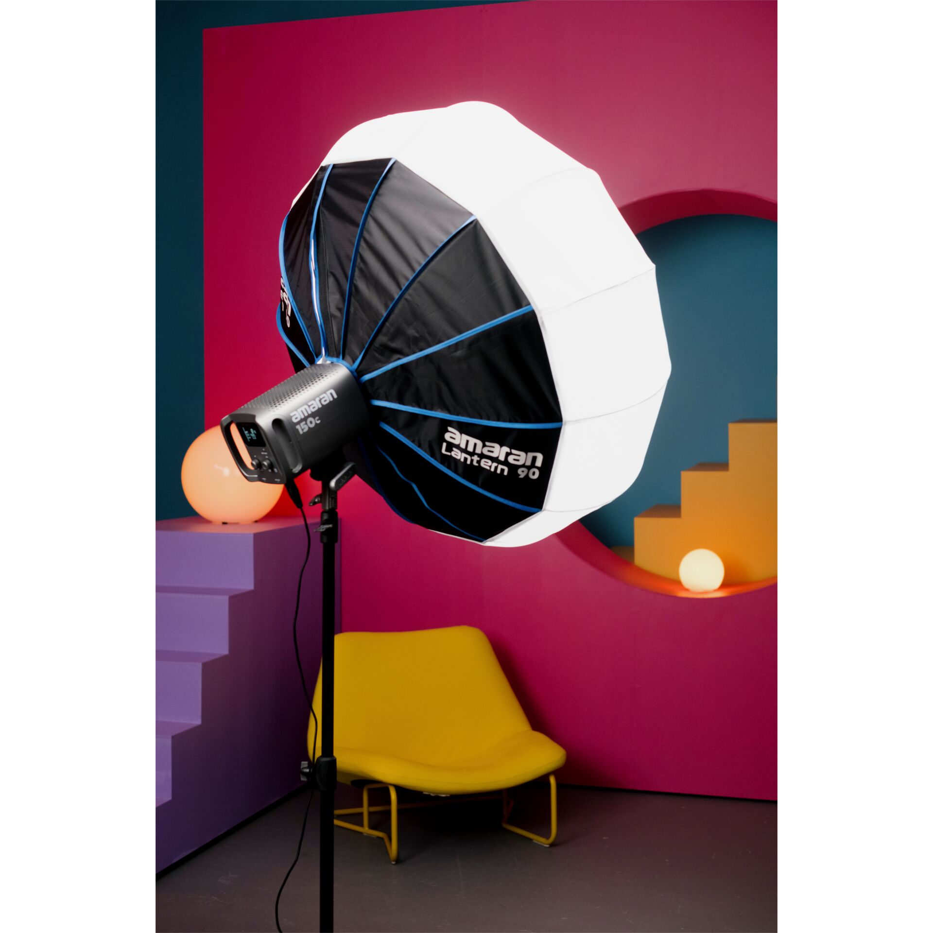 Fotografie-Softbox, LED-Dauerlicht, Achteckige Softbox, Schwarz-weiß, Stativmontage