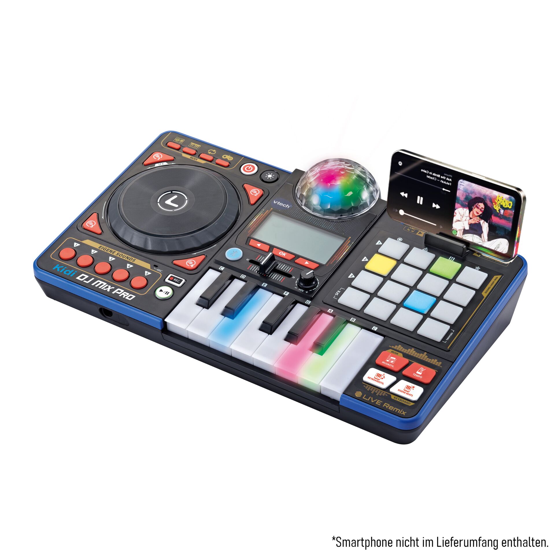 DJ-Controller, Tastenfeld, LED-Tasten, Mini-Keyboard, Smartphone-Halterung