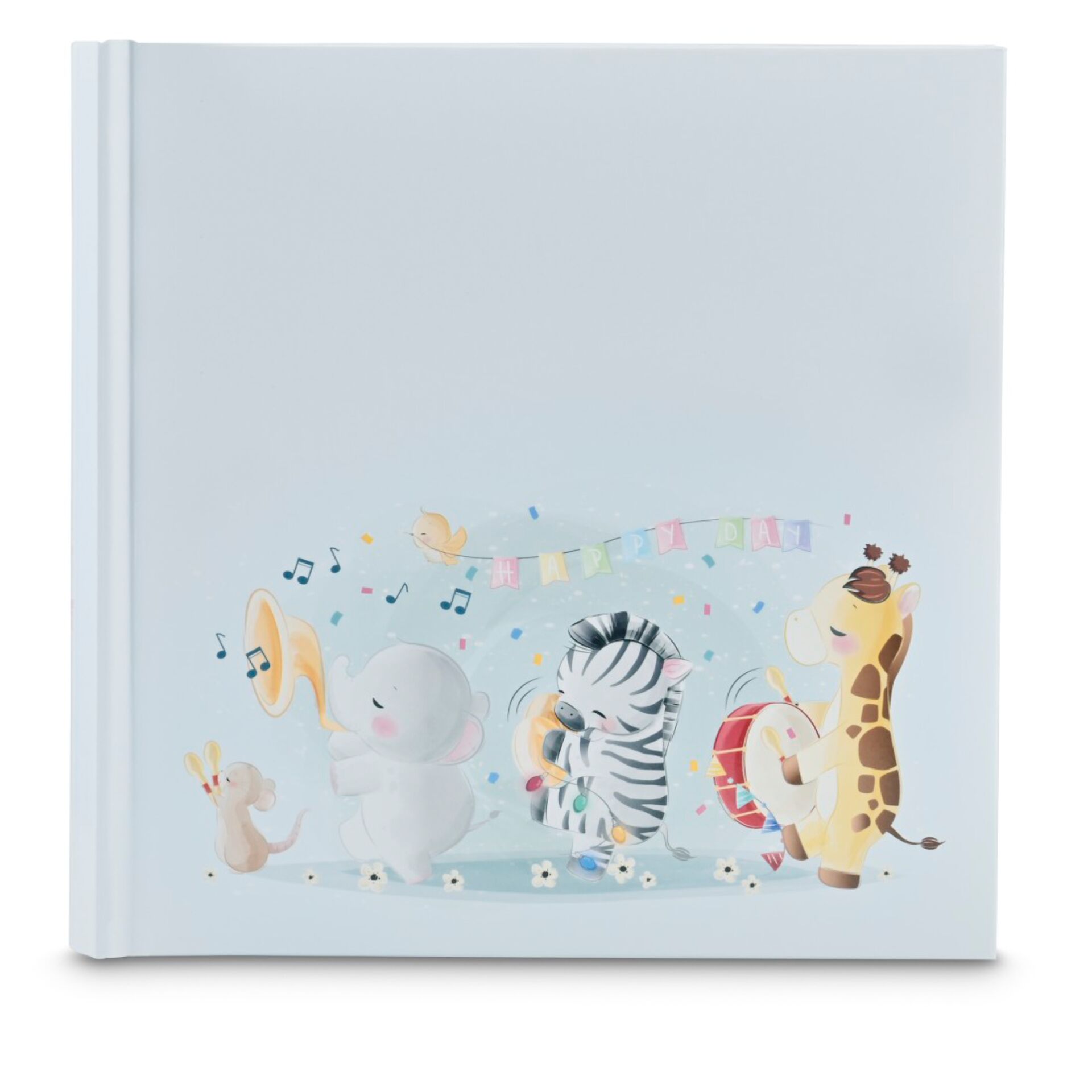 Kinderalbum, Fotoalbum, Tier-Illustration, Spielzeug-Thema, Pastellblau