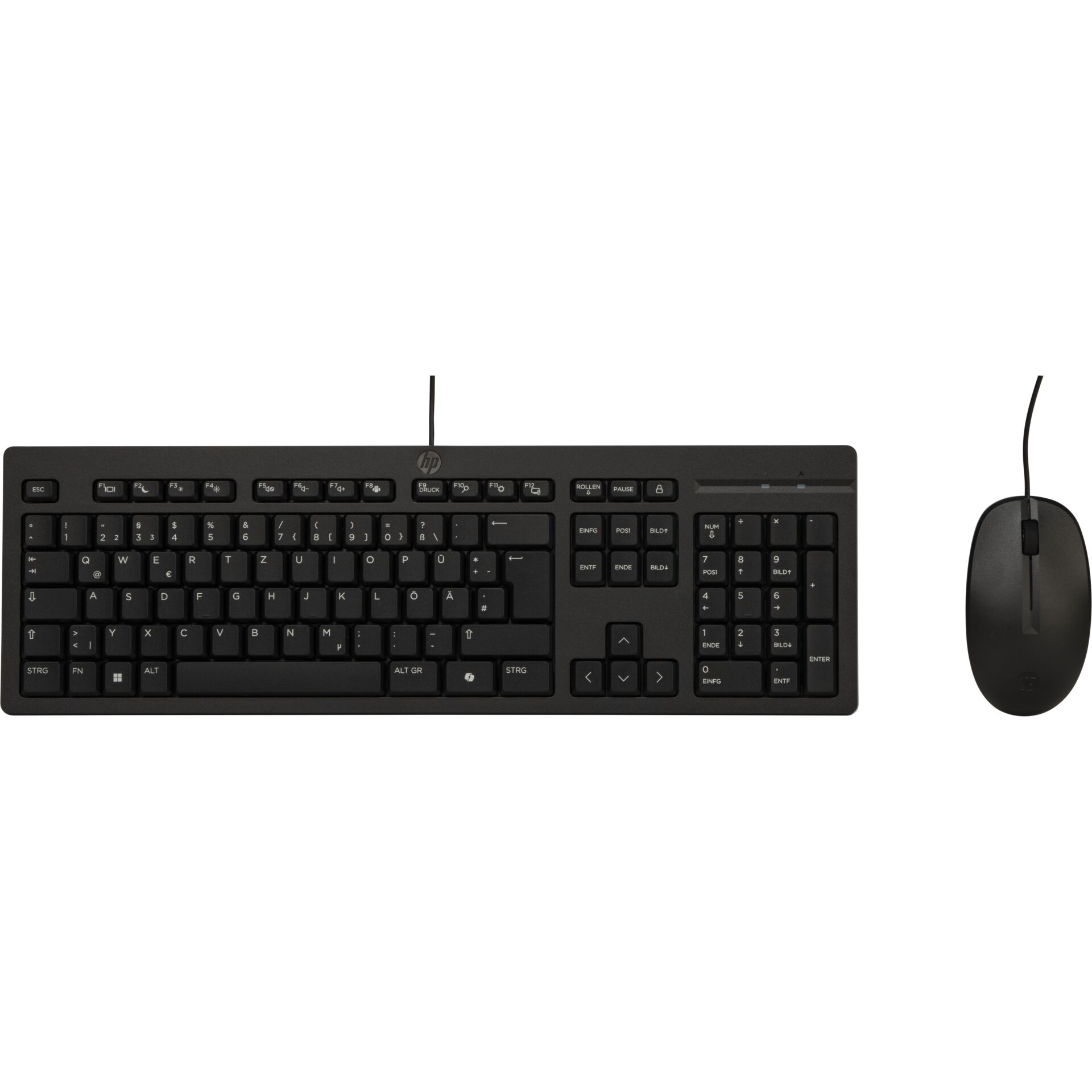 Tastatur, Kabellose Maus, Schwarz, QWERTZ, Fullsize