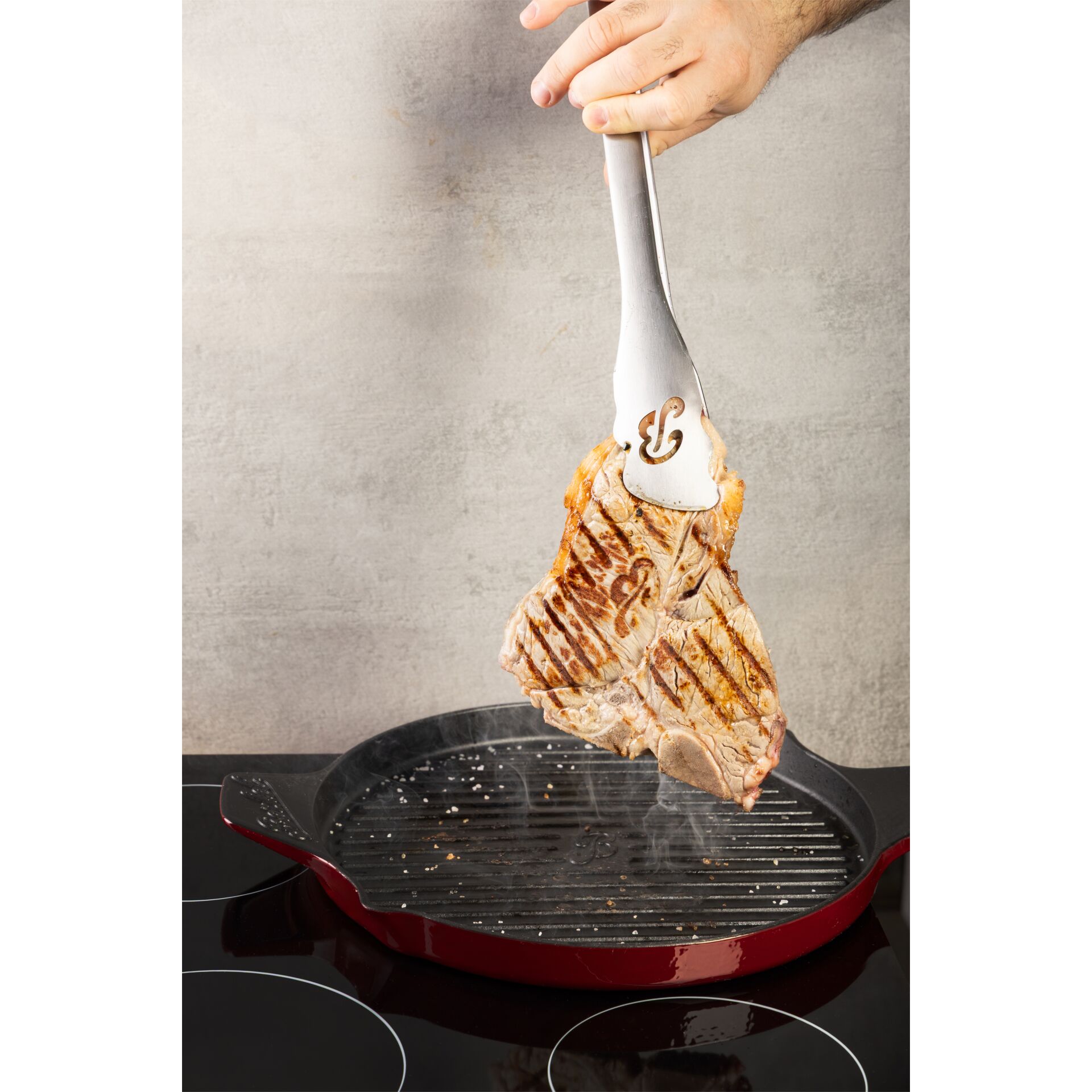 Grillpfanne, Steak, Grillstreifen, Pfannenheber, Grillmuster