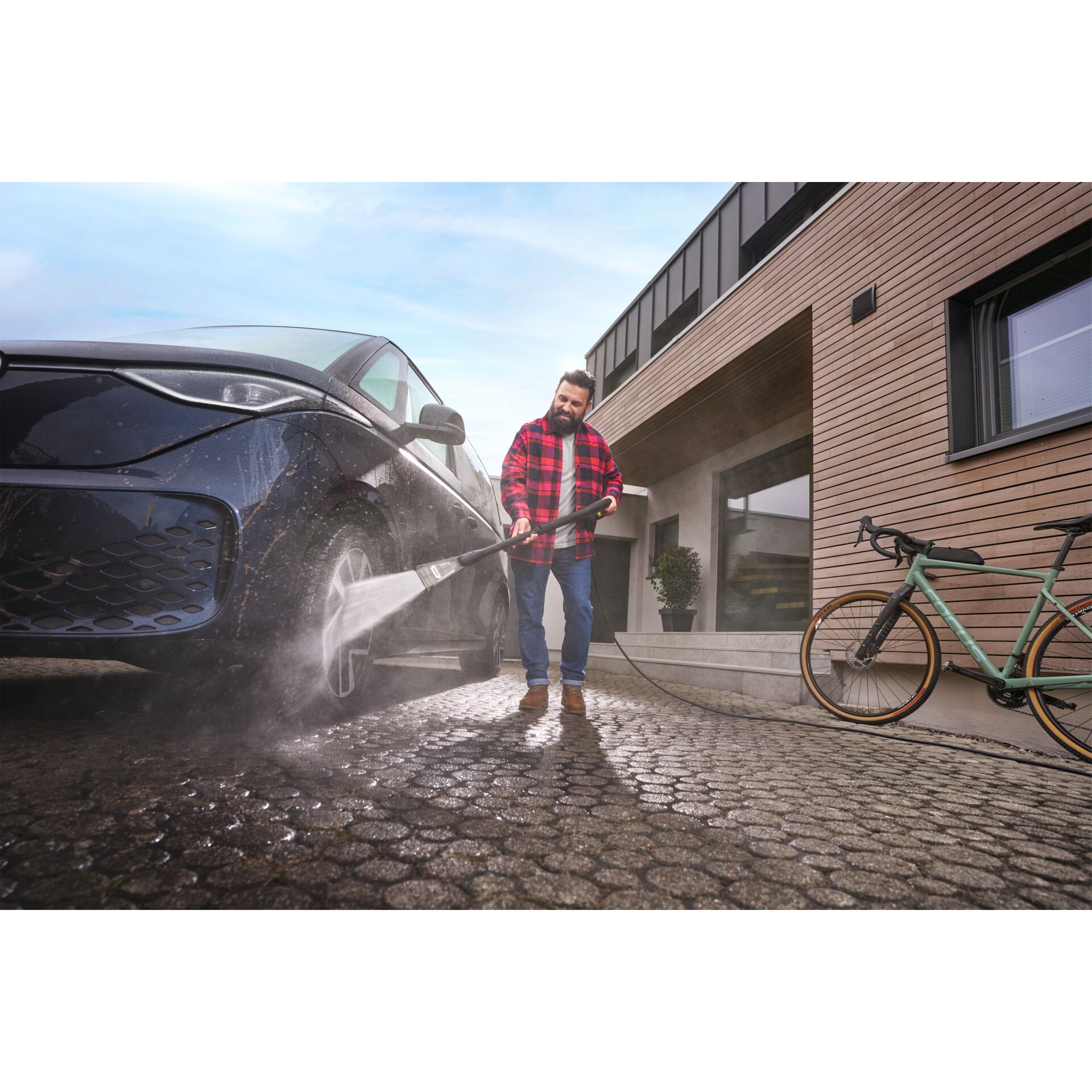 Autowaschanlage, Fahrzeug, Schuh, Fahrrad, Person