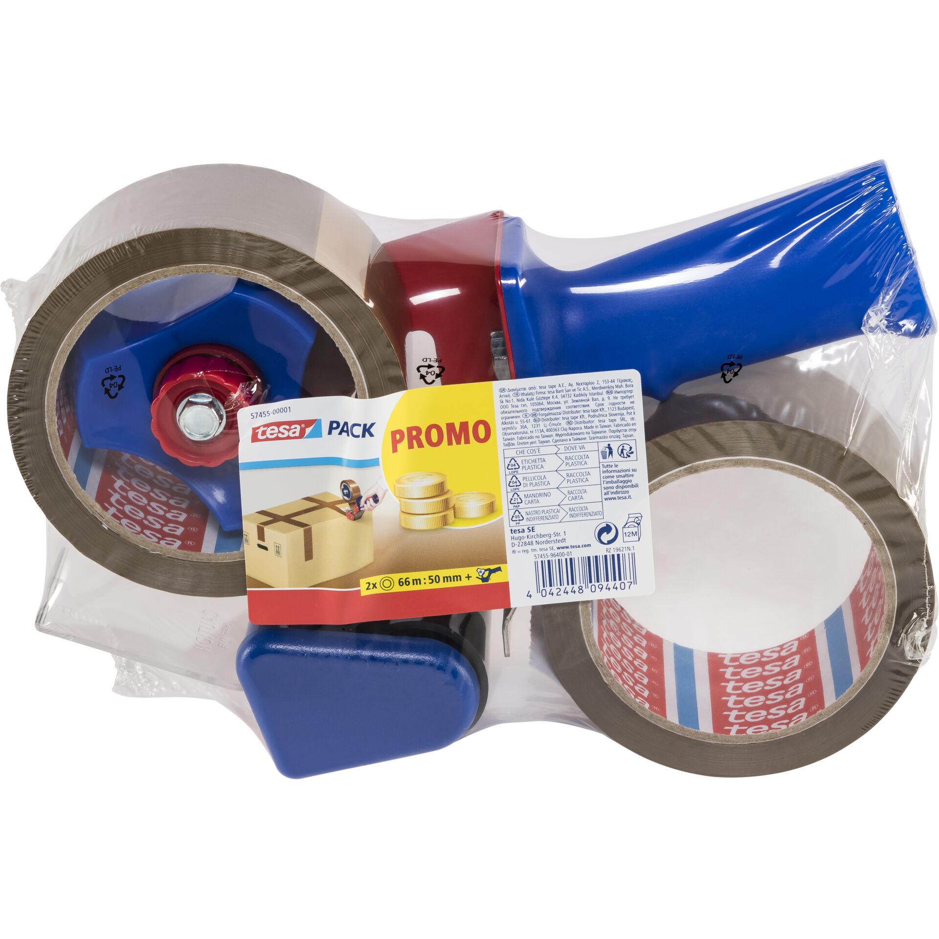Packb Tesa Tesapack Abroller Promo inkl. 2 Packb. braun 66m x 50mm | 894266