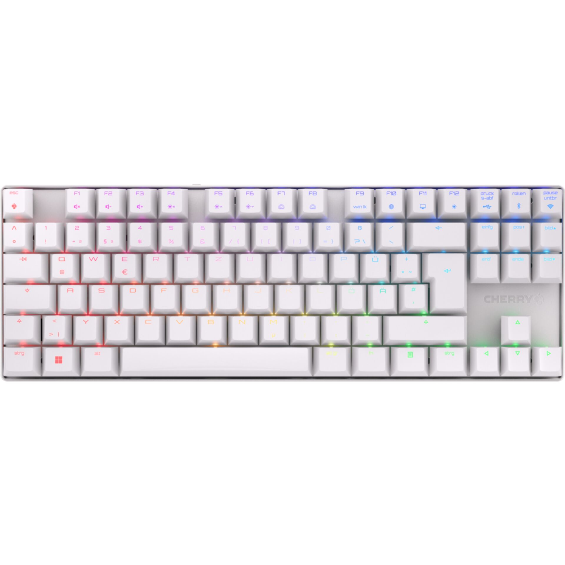 Mechanische Tastatur, RGB-Beleuchtung, Weiß, Vollgröße, Tasten