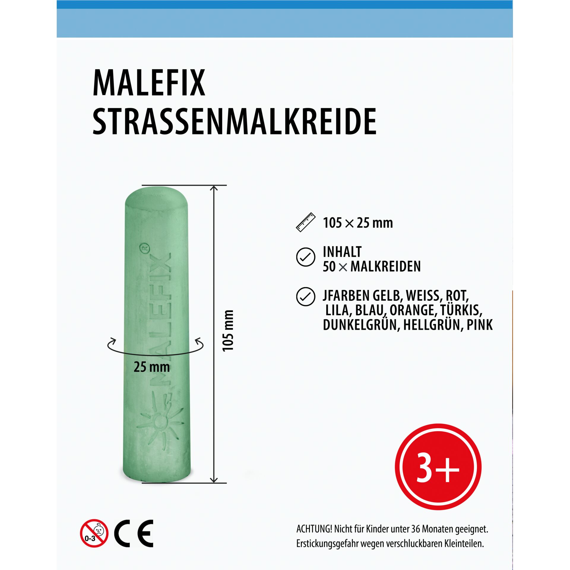 Kreide, Kunststoffstift, Straßenkreide, Malkreide, Grün