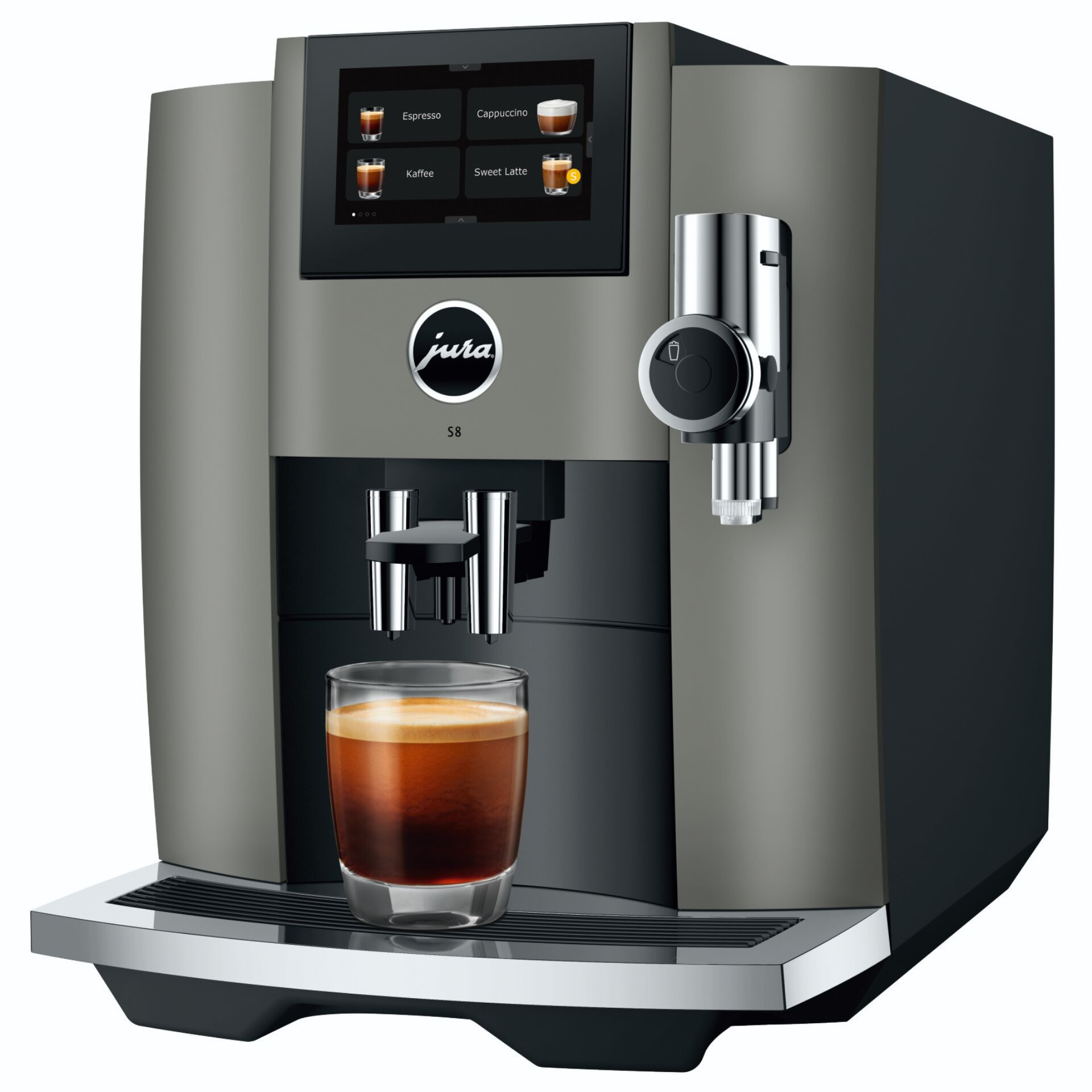 Kaffeemaschine, Espressoautomat, S8, Schwarz, Glasbecher