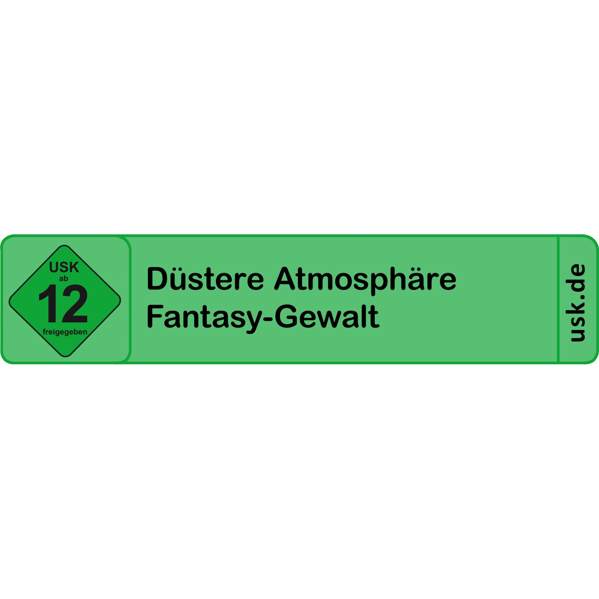 Grüne Hülle, USK 12, Wandbar, Fantasy-Gewalt, Sticker-Label